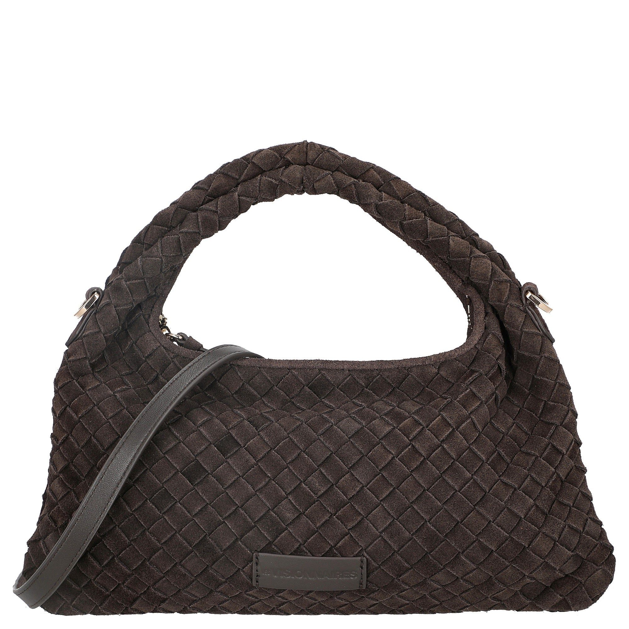 Les Visionnaires Umhängetasche Sadie Weave Cozy - Umhängetasche 39 cm (dark brown)