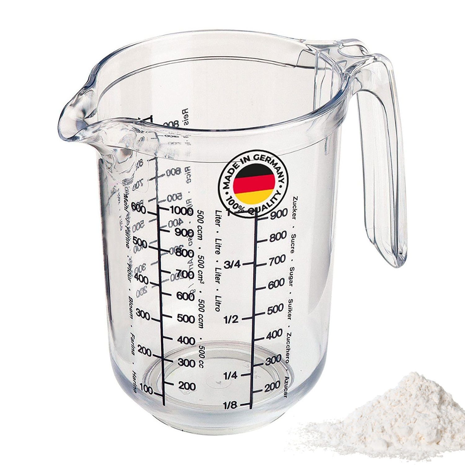 WESTMARK Messbecher mit mehrsprachigen Messskalen & verschiedenen Maßeinheiten, Volumen:, SAN