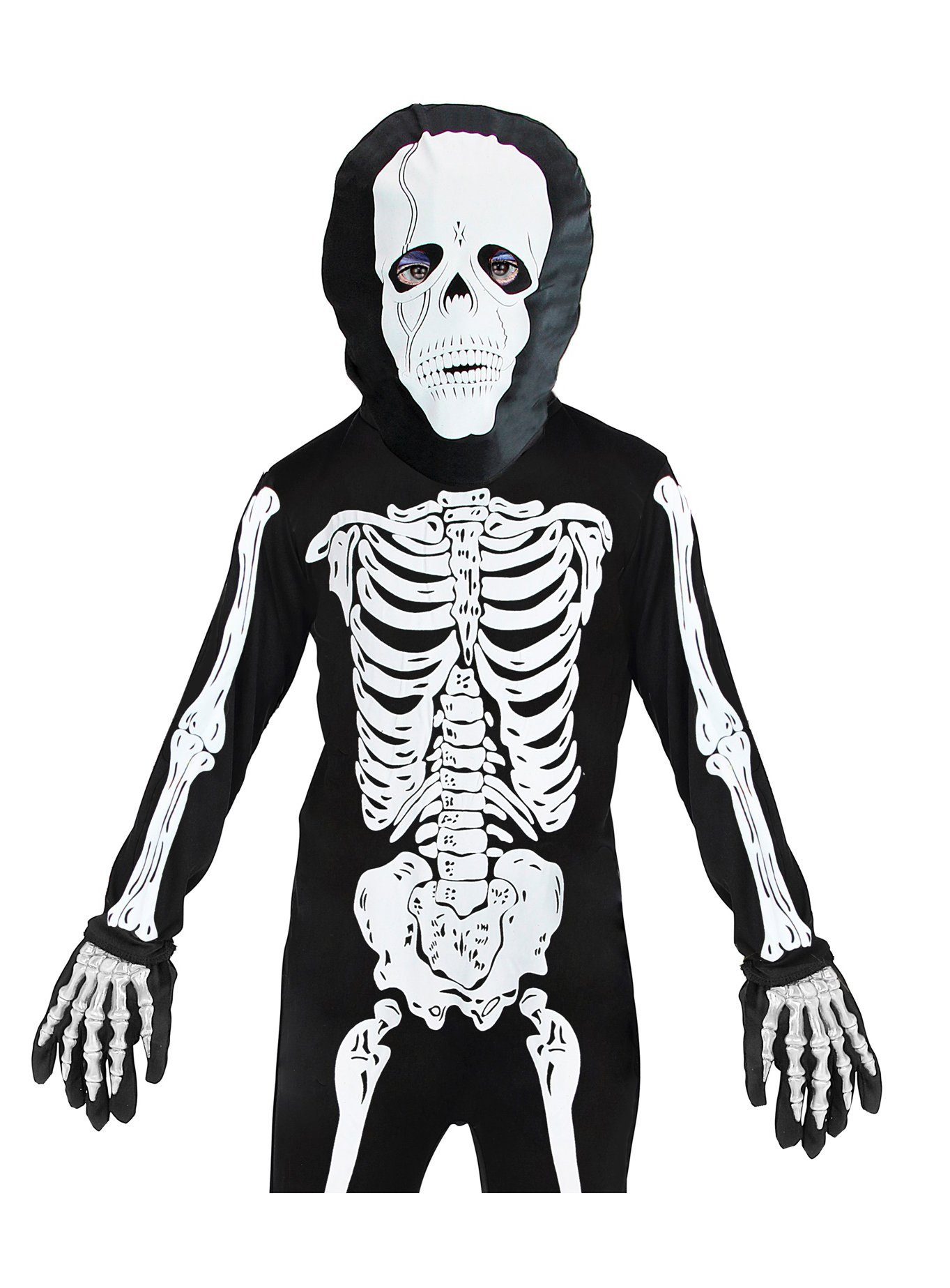 Widdmann Kostüm Leuchtende Skeletthandschuhe, Halloween-Handschuhe für Kinder, die im Dunkeln leuchten