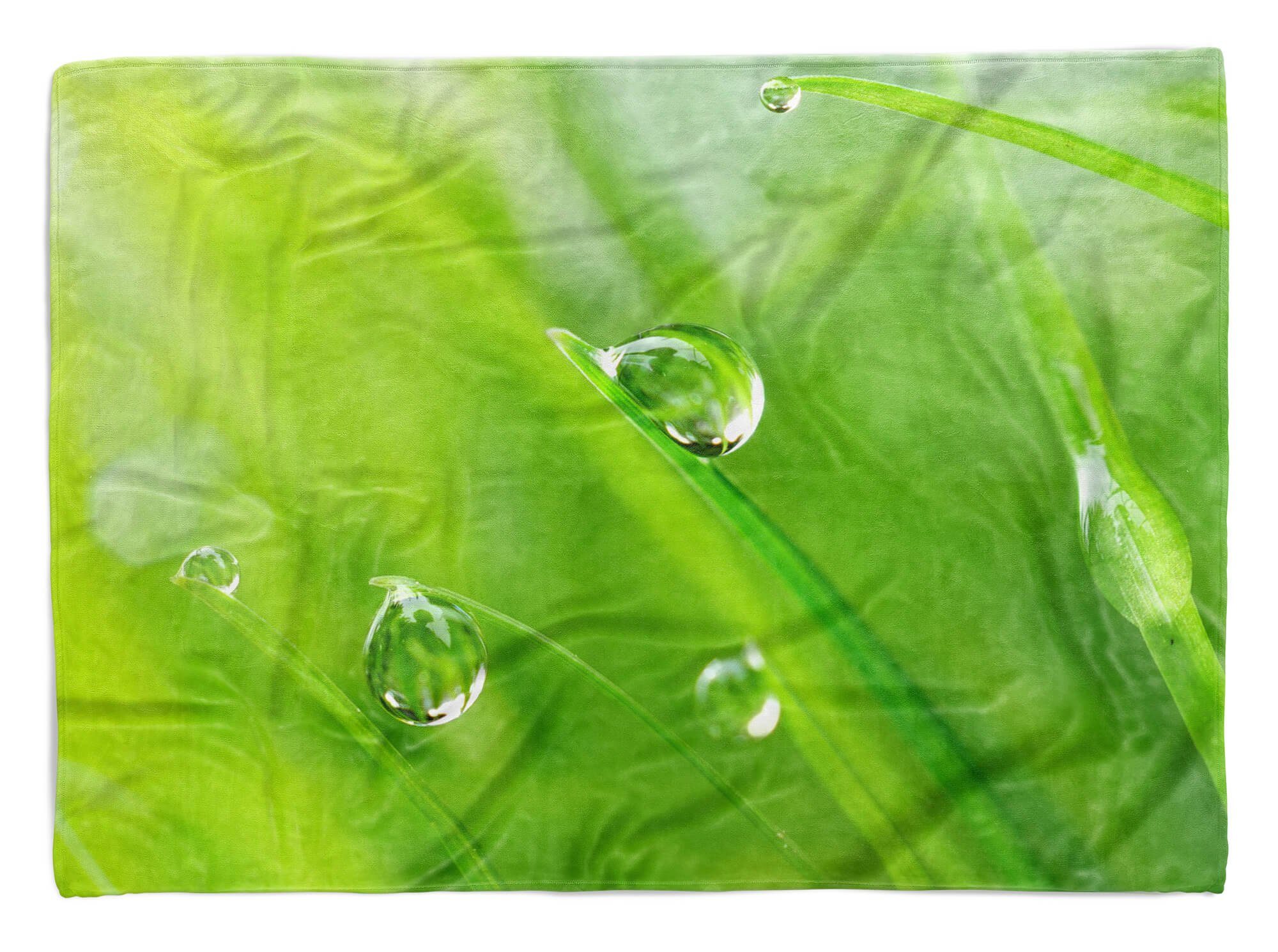 Sinus Art Handtücher Handtuch Strandhandtuch Saunatuch Kuscheldecke mit Fotomotiv Wassertropfen Gras, Baumwolle-Polyester-Mix (1-St), Handtuch