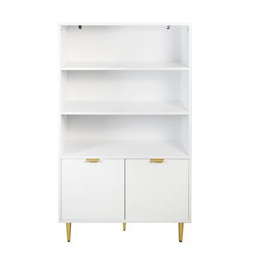 IDEASY Beistellschrank Vitrine, Bücherregal, Lagerschrank, 80*40*140 cm, (2 Türen und 3 Fächer, Metallgriffe und Metallfüße, geeignet für Büros) Wohnzimmer und Schlafzimmer