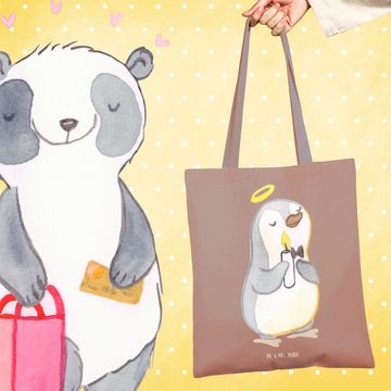 Mr. & Mrs. Panda Tragetasche Pinguin Kommunion - Braun Pastell - Geschenk, Jugendweihe, Einkaufsta (1-tlg), Cross Stitching Griffe