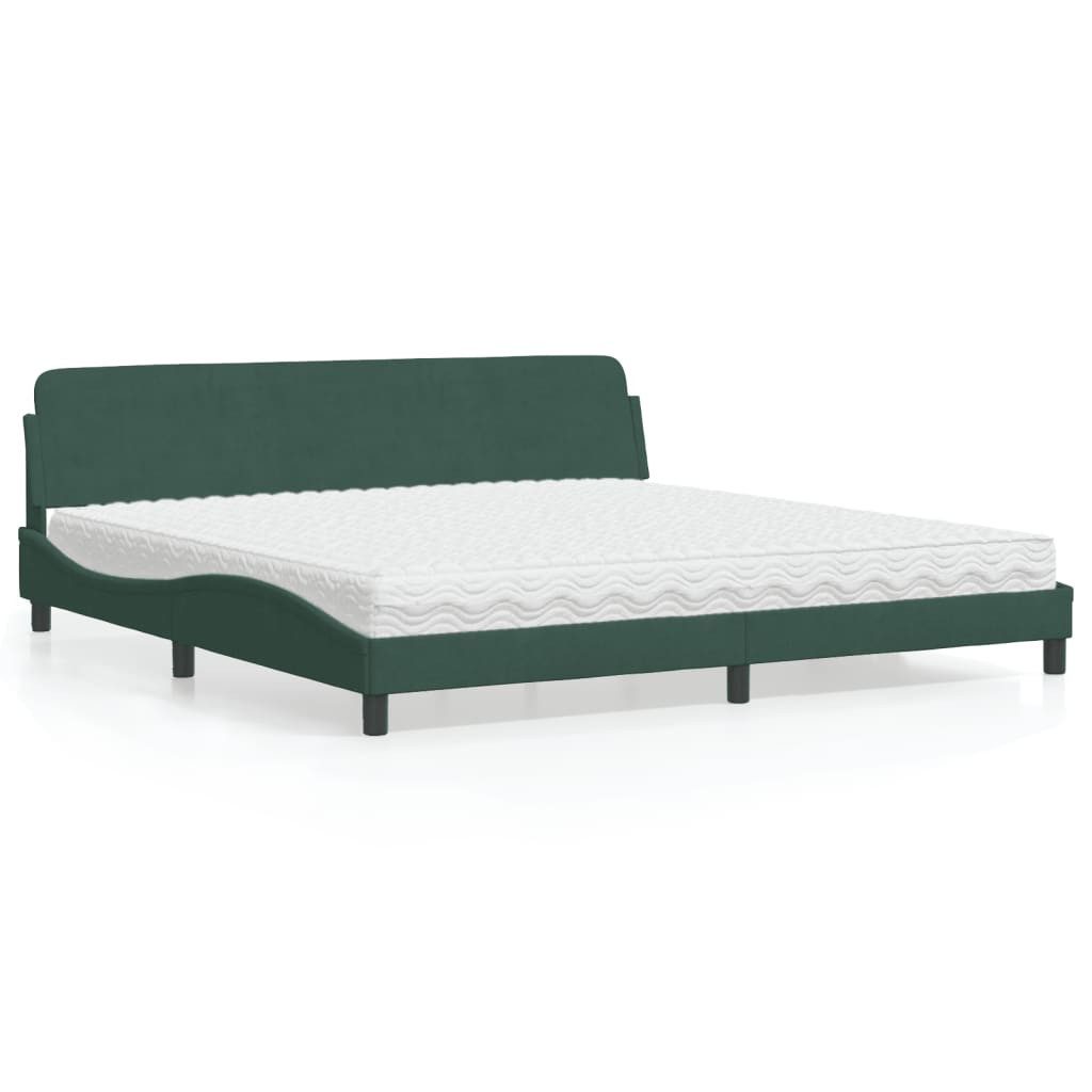 vidaXL Bett Bett mit Matratze Dunkelgrün 200x200 cm Samt