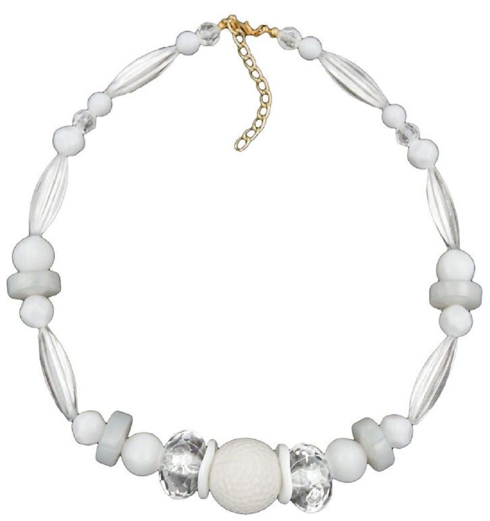 Collier Kette mit Wabenperle weiß und transparent 45 cm Kunststoffperlen
