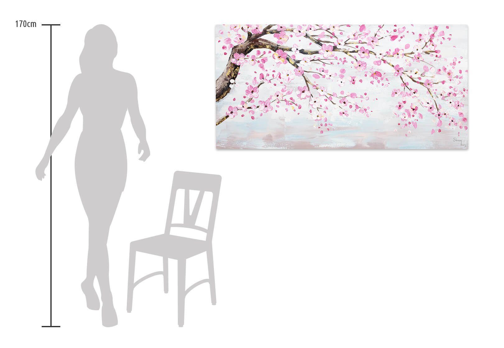 120x60 100% Ode KUNSTLOFT cm, Leinwandbild HANDGEMALT den Frühling Gemälde Wohnzimmer an Wandbild