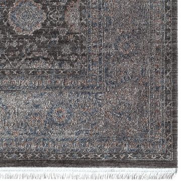 Teppich Orientalischer Teppich mit Blumen Ornamenten, in grau blau, Teppich-Traum, rechteckig, Fußbodenheizung-geeignet, Je nach Lichteinfall heller / dunkler (evtl. leicht glänzend)