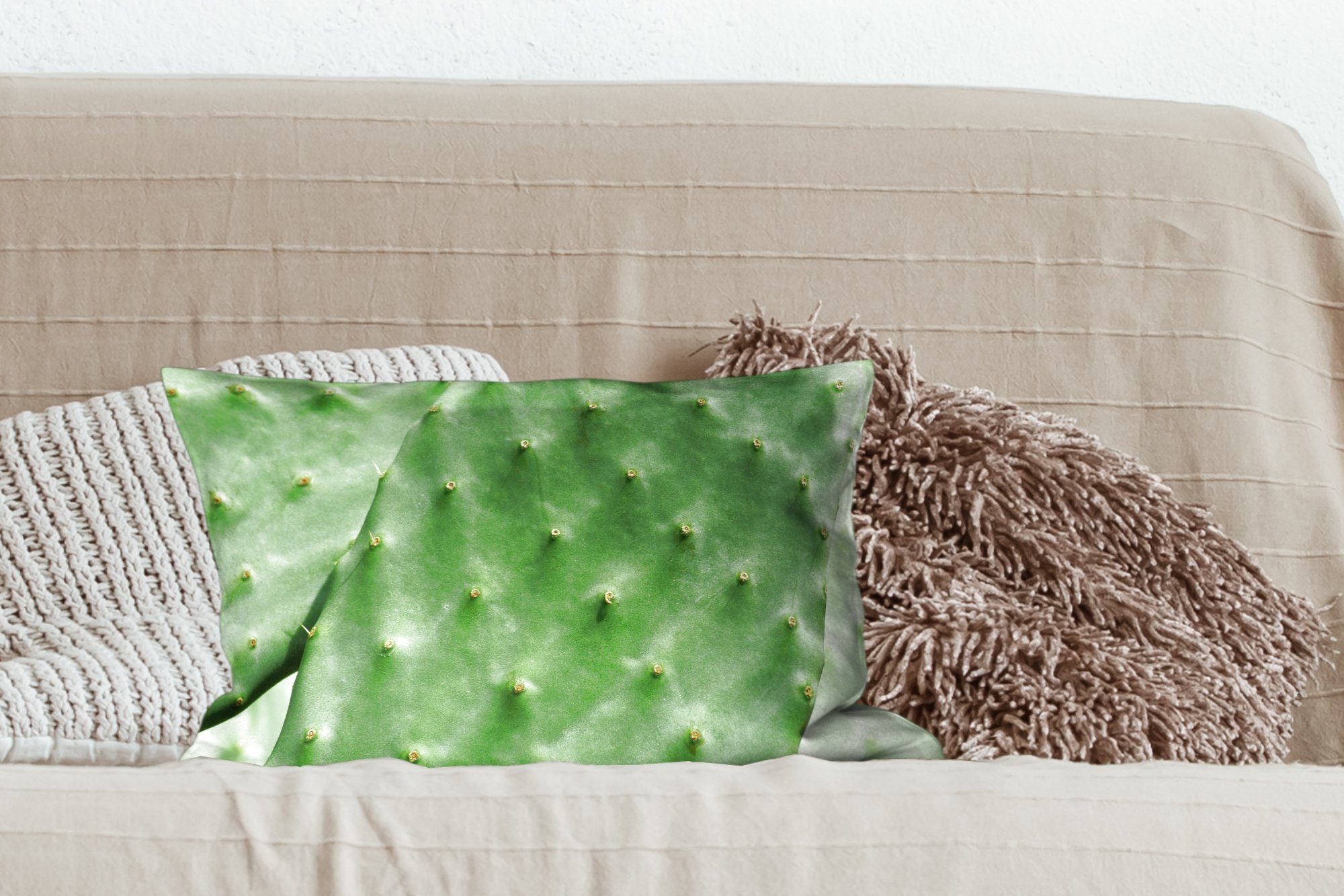 MuchoWow Dekokissen Barbary Kaktus Blatt Dekokissen Füllung, Minze Dekoration, Schlafzimmer Zierkissen, Wohzimmer mit grün