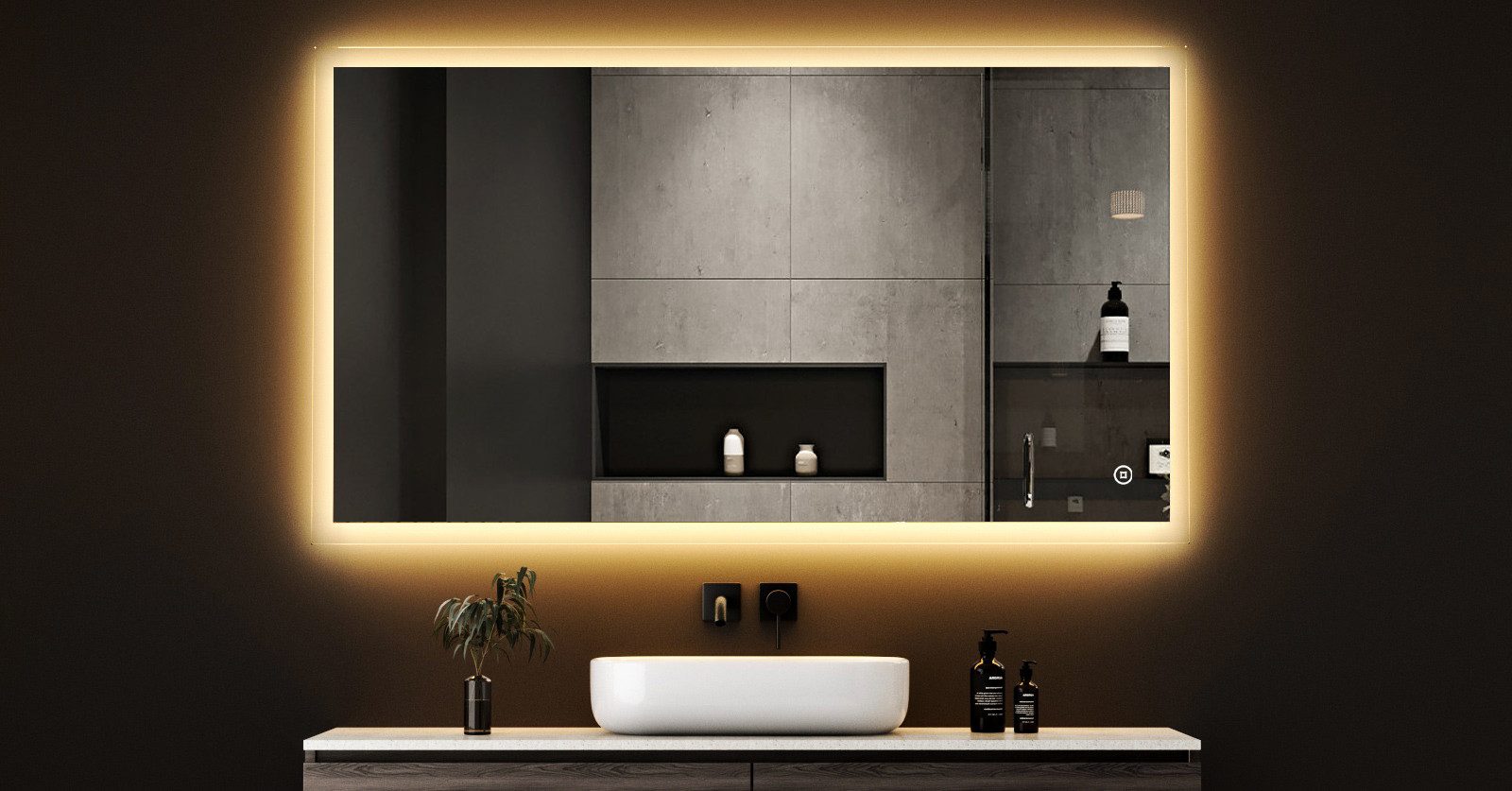 Badspiegel LED Badspiegel mit Touch 120x70 Kalt/Neutral/Warmweiß Dimmbar Memory