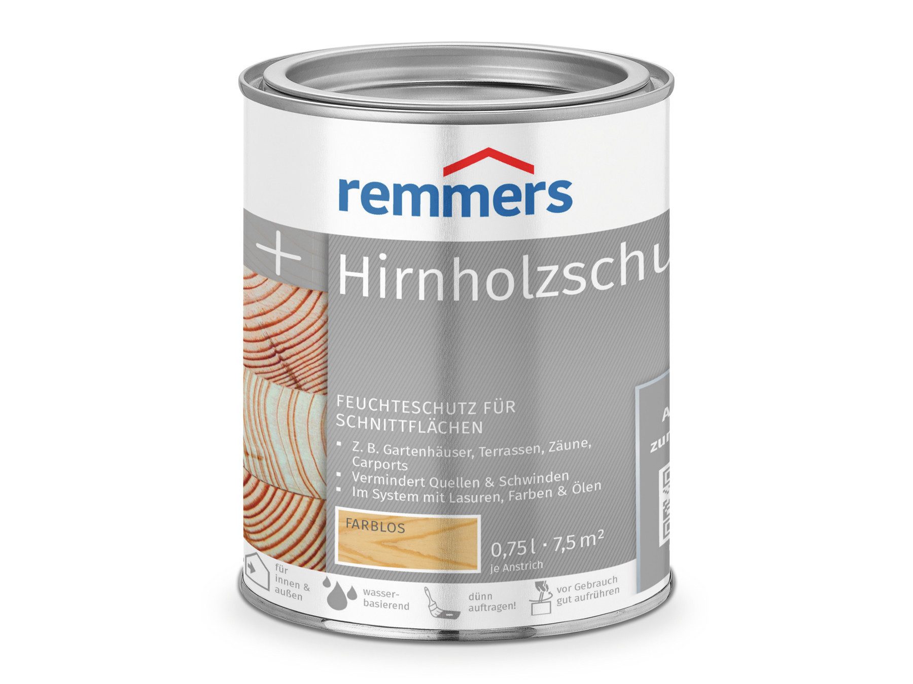 Remmers Holzschutzlasur Hirnholzschutz 0,75 Liter, für Holz innen und außen, wasserabweisend elastisch überarbeitbar