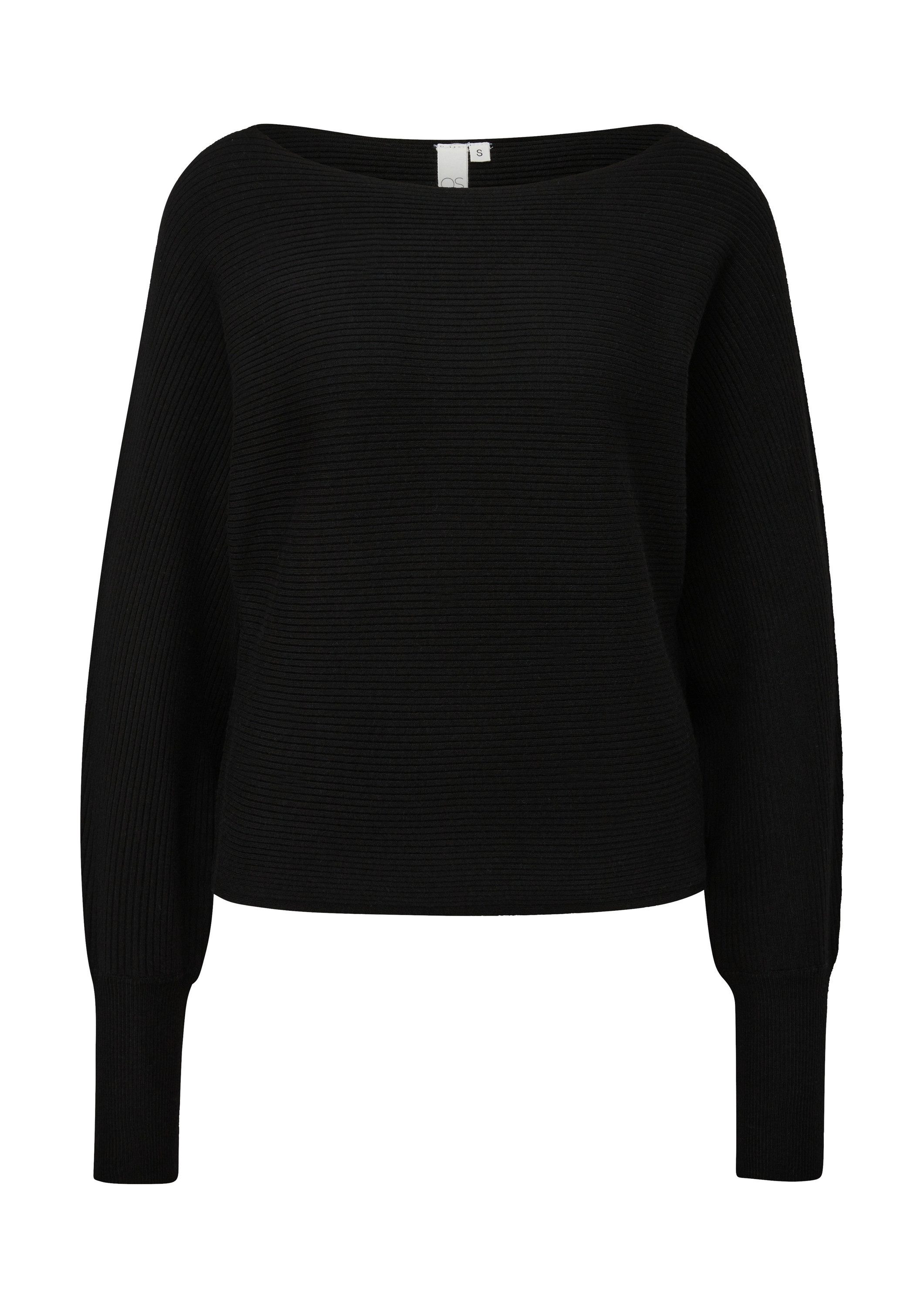 QS Longpullover Strickpullover Rippstrickpulli mit Fledermausarm günstig online kaufen