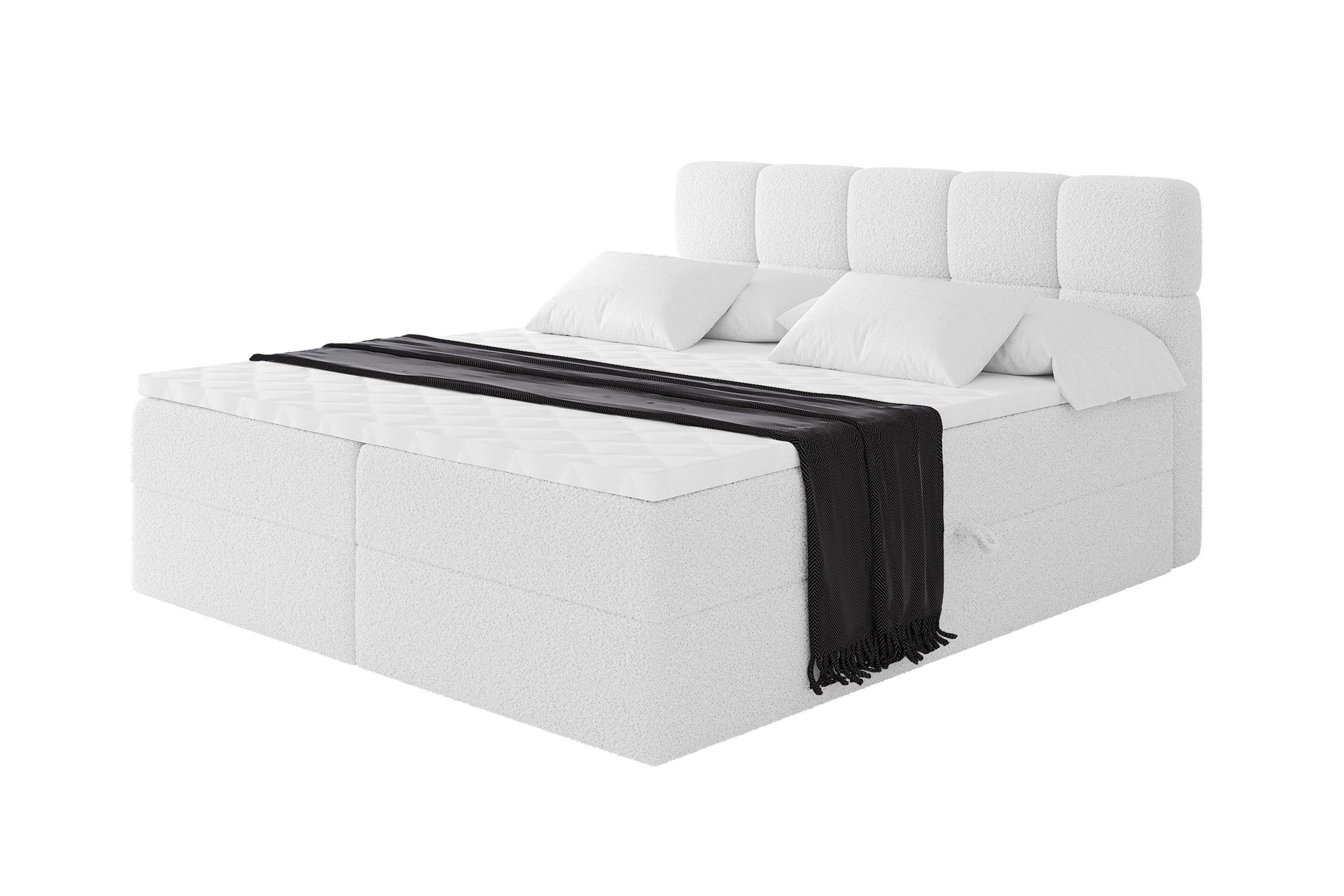 ALTDECOR Boxbett FAMA (Multipocket-Matratze H4, H3 Matratze Bonellfederung, Topper, Kopfteil), Boxbett, Boxspringbett,Doppelbett