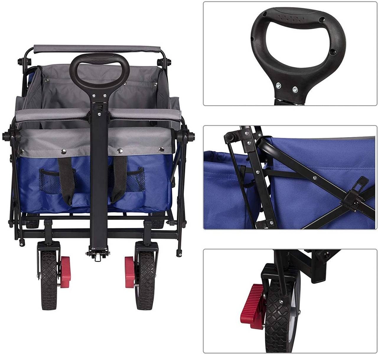 Woltu Bollerwagen, Bollerwagen faltbar mit Dach Rollen mit Bremse