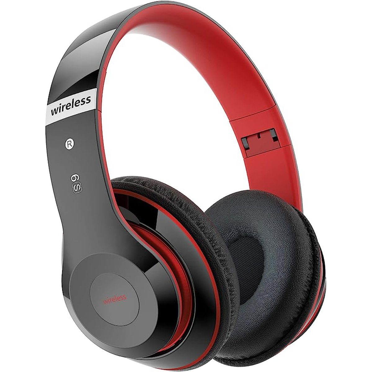 autolock Bluetooth Over-Ear-Kopfhörer 40 Std Spielzeit Wireless Faltbare Over-Ear-Kopfhörer (mit 6 EQ Modi Eingebautem HD-Mikrofon Headset Stereo Kopfhörer) Rot