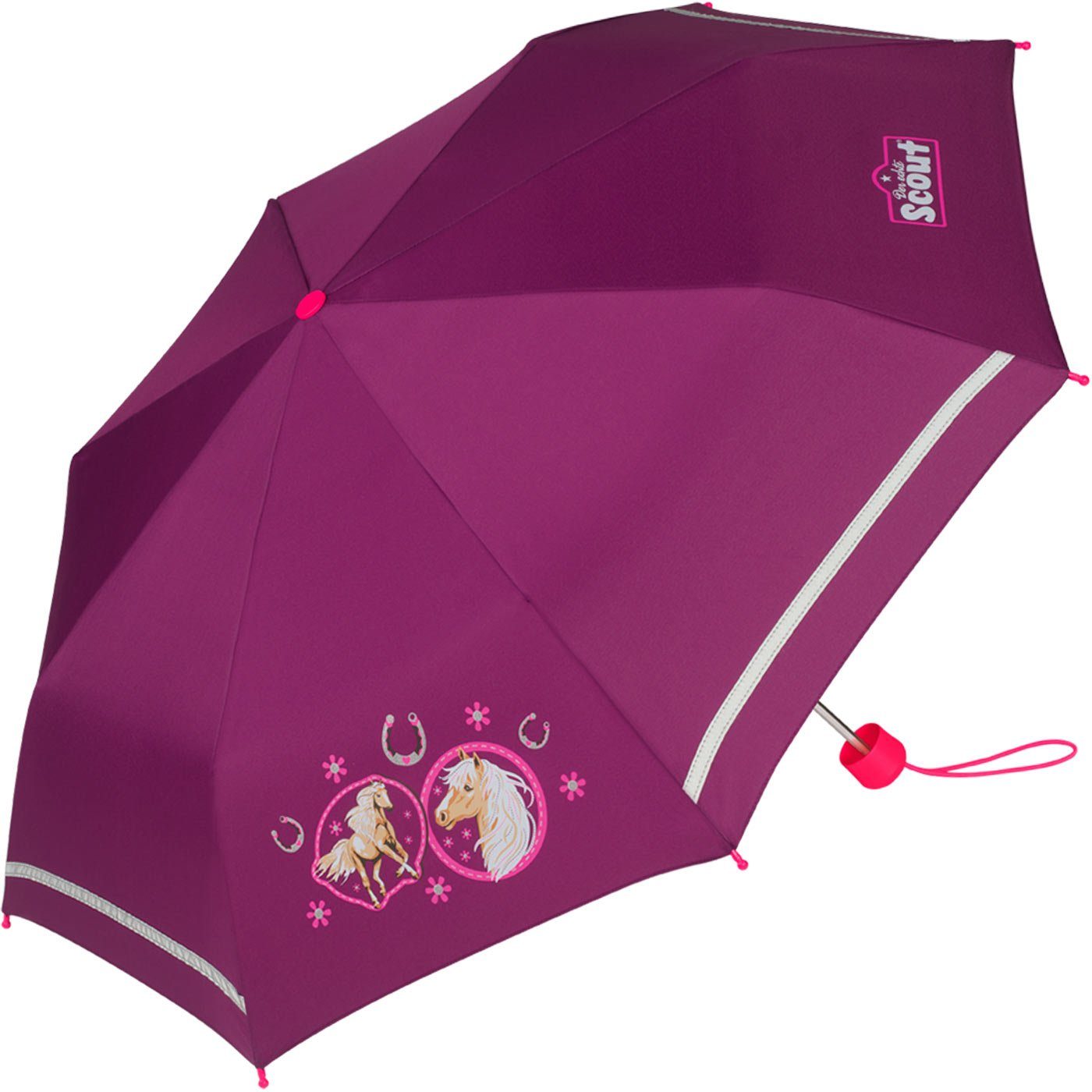 bedruckt, Kinder Kinderschirm Taschenregenschirm für gemacht leicht Mini reflektierend Scout extra