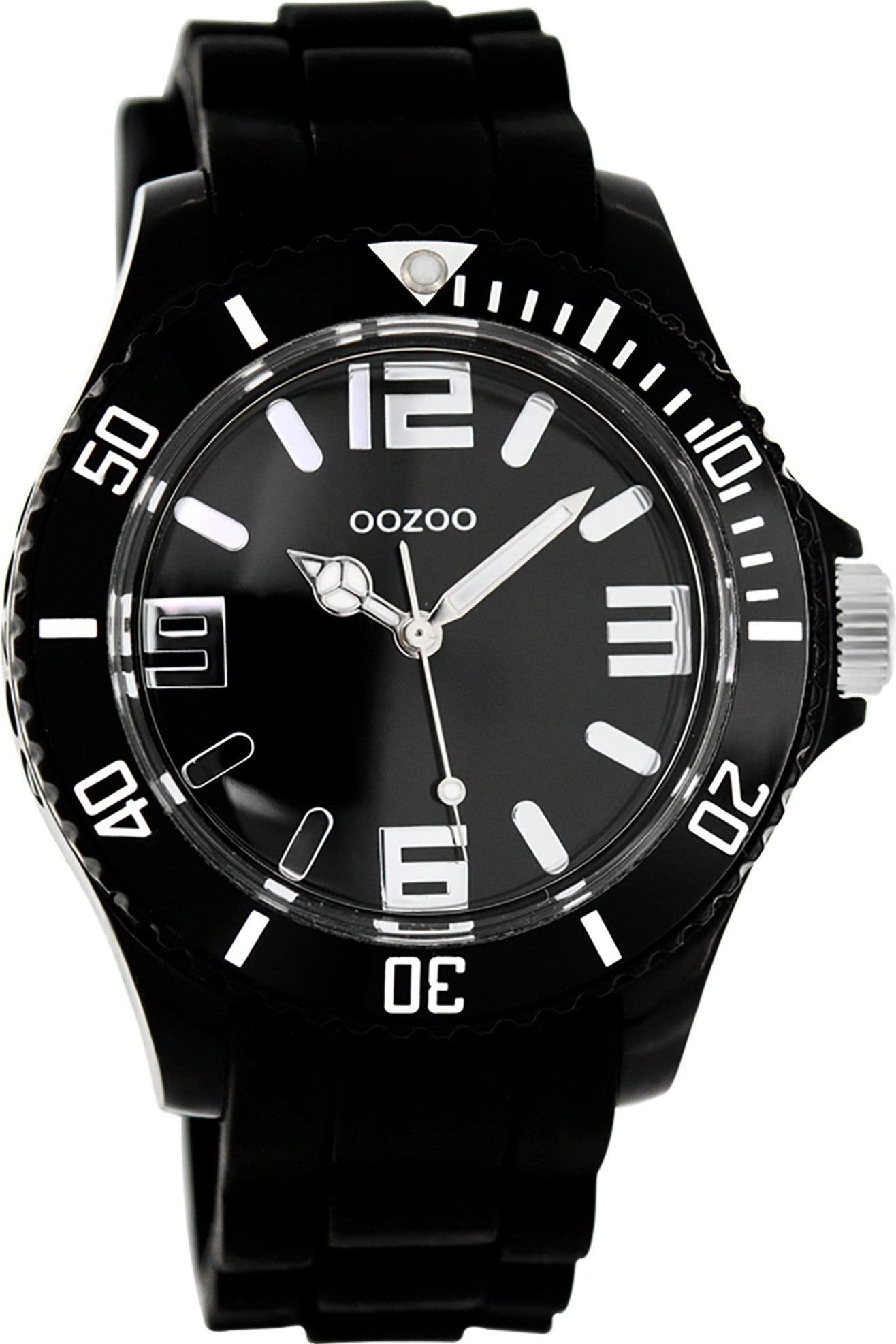 OOZOO Quarzuhr Oozoo Unisex Armbanduhr Vintage Series, (Analoguhr), Damen, Herrenuhr rund, groß (ca. 43mm) Silikonarmband schwarz