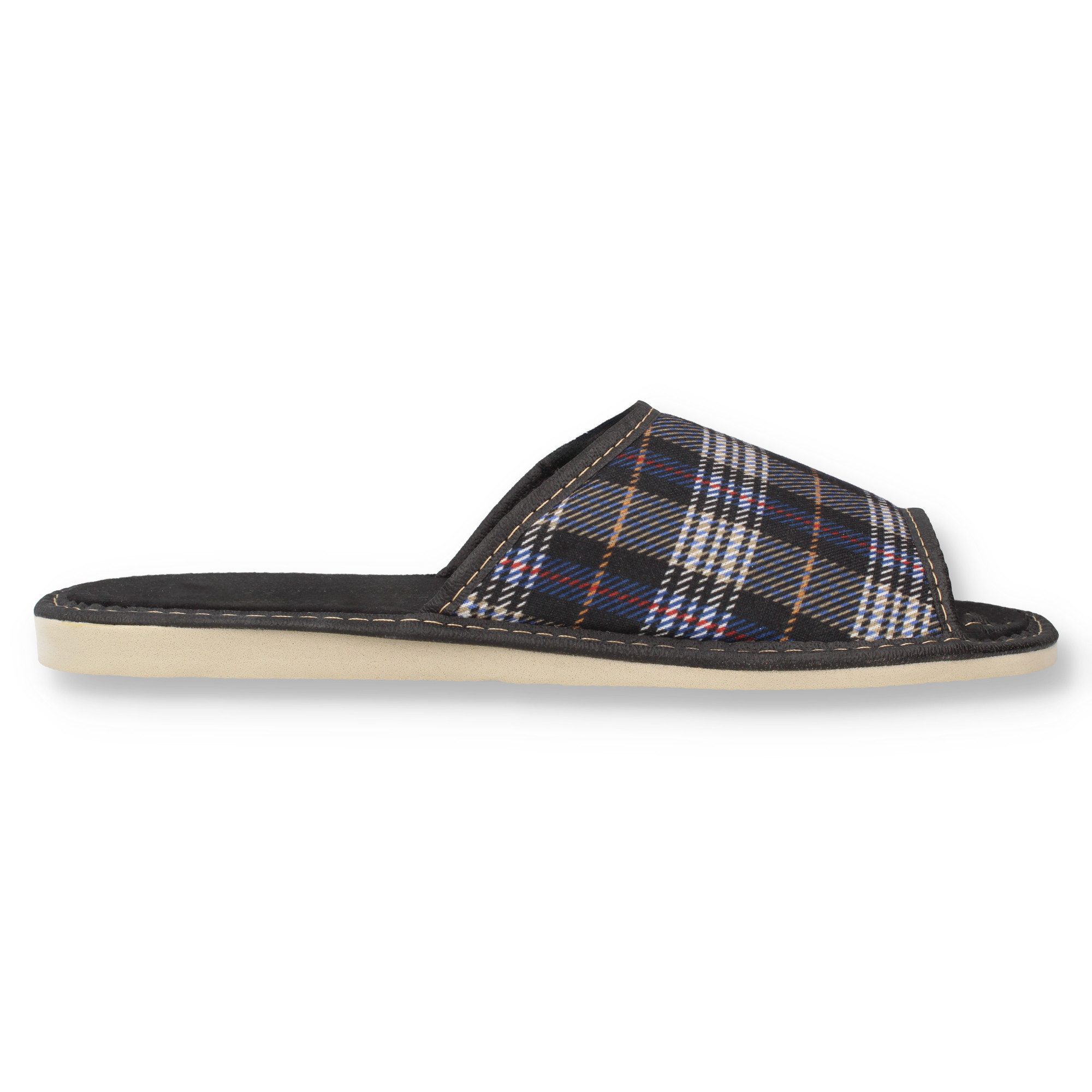 filsko Vejen Herren offen Hausschuh kariert, Slip-On, Open-Toe, samtweich – Bild 3 von 5