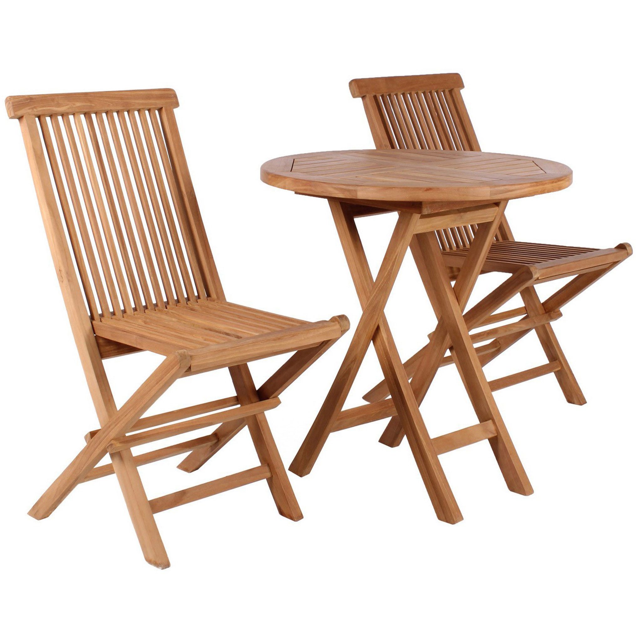 bene living Gartenlounge-Set Gartenset Klappsessel Langton und Klapptisch Sutton, (Gartenmöbelgruppe, 3-tlg., 2x Sessel, 1x Tisch), klappbares Teakholz Gartenmöbelset mit Sesseln und Tisch