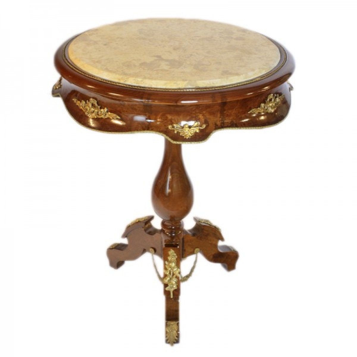 Casa Padrino Beistelltisch Barock Beistelltisch mit Marmorplatte Mahagoni / Creme / Gold H80 x 60cm - Ludwig XVI Antik Stil Tisch - Möbel
