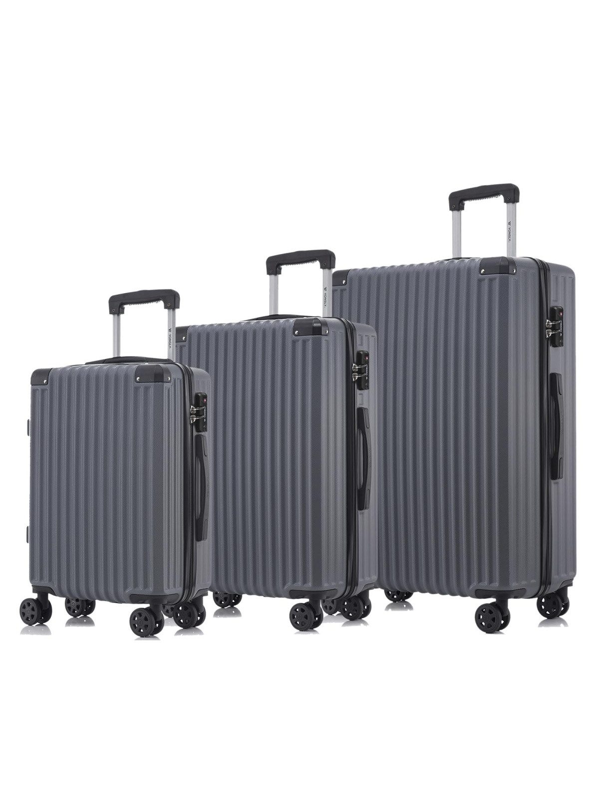 yonsly Kofferset Reisekoffer Trolley Hartschale ABS für Urlaubs- & Geschäftsreisen, 4 Rollen, (Hartschale, 3 tlg., M/L/XL), TSA-Schloss, YKK-Reißverschluss & austauschbare Rollen/Griffe
