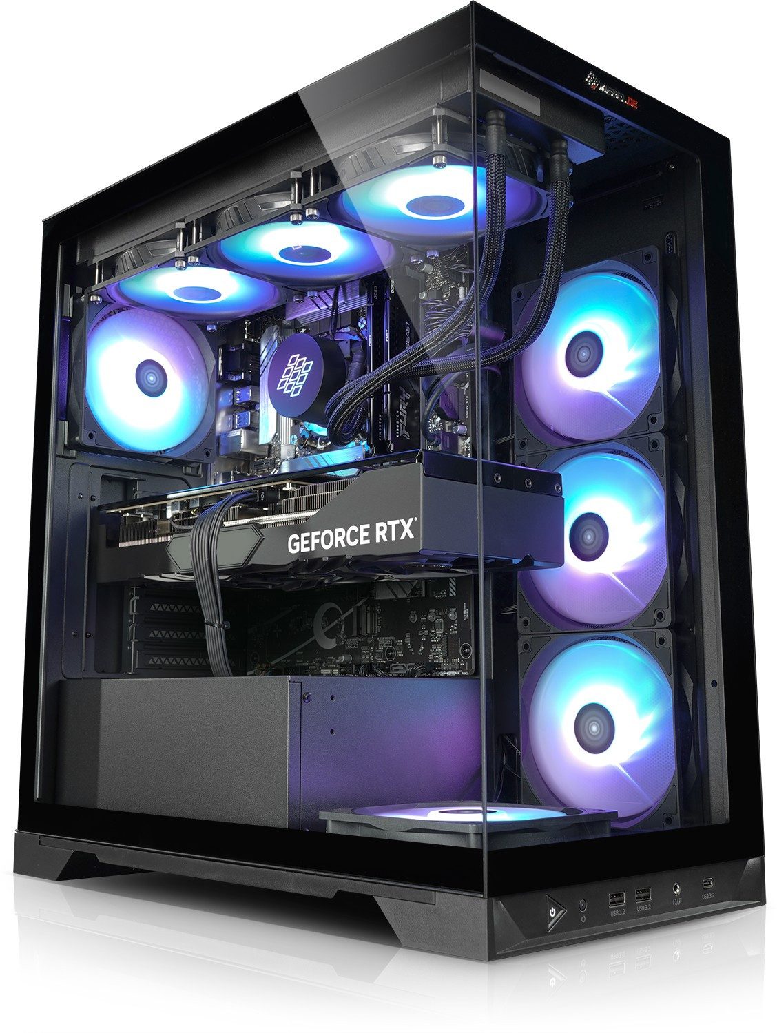 Kiebel Invader IX Gaming-PC (AMD Ryzen 7 AMD Ryzen 7 9800X3D, RTX 5080, 32 GB RAM, 2000 GB SSD, Wasserkühlung, WLAN, ARGB-Beleuchtung)