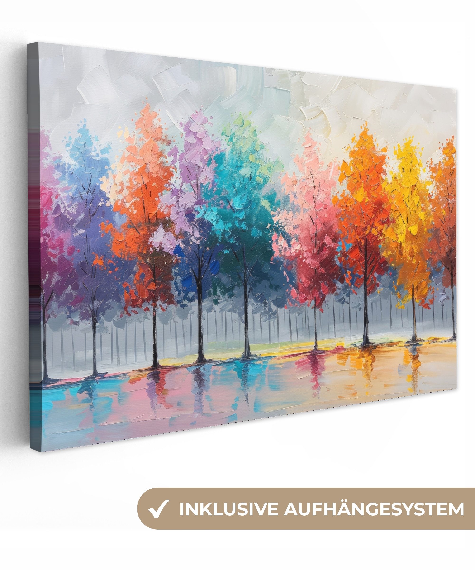 OneMillionCanvasses® Leinwandbild Bäume - Farbenfroh - günstig online kaufen