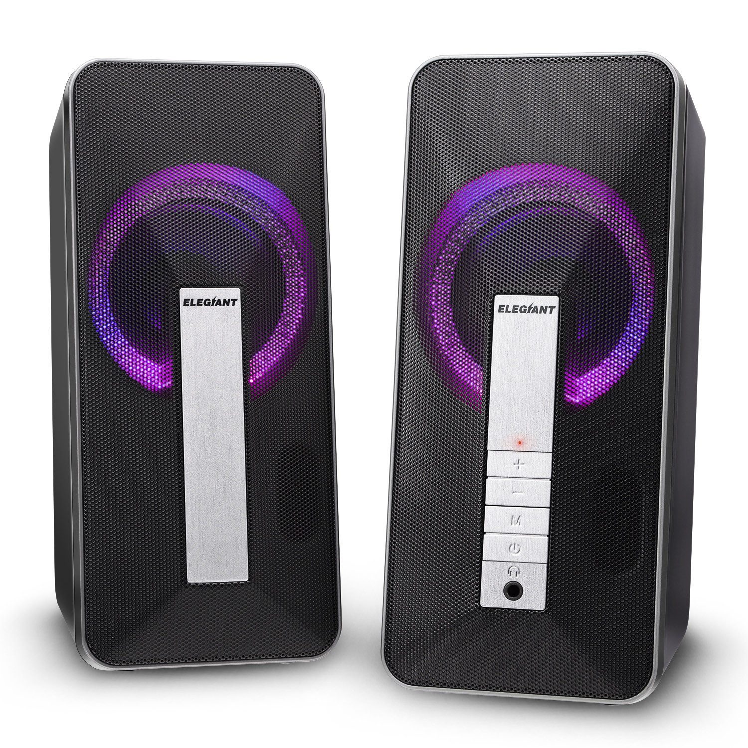 ELEGIANT SR300 - 2×5W Lautsprecher mit LED-Show & sattem Sound 2.1 Soundsystem (Dual-Modus: Bluetooth & Kabelbetrieb)
