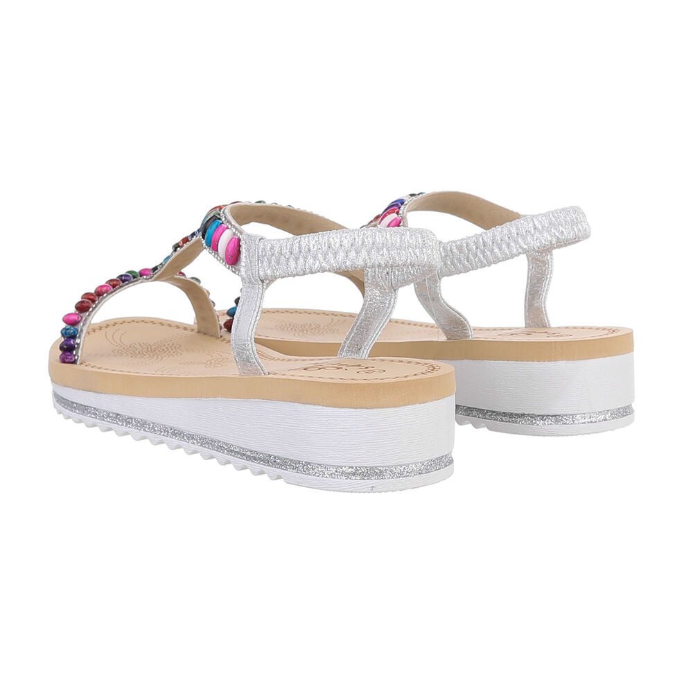 Ital-Design Damen Freizeit Riemchensandalette (86016926) Keilabsatz/Wedge Keilsandaletten in Silber