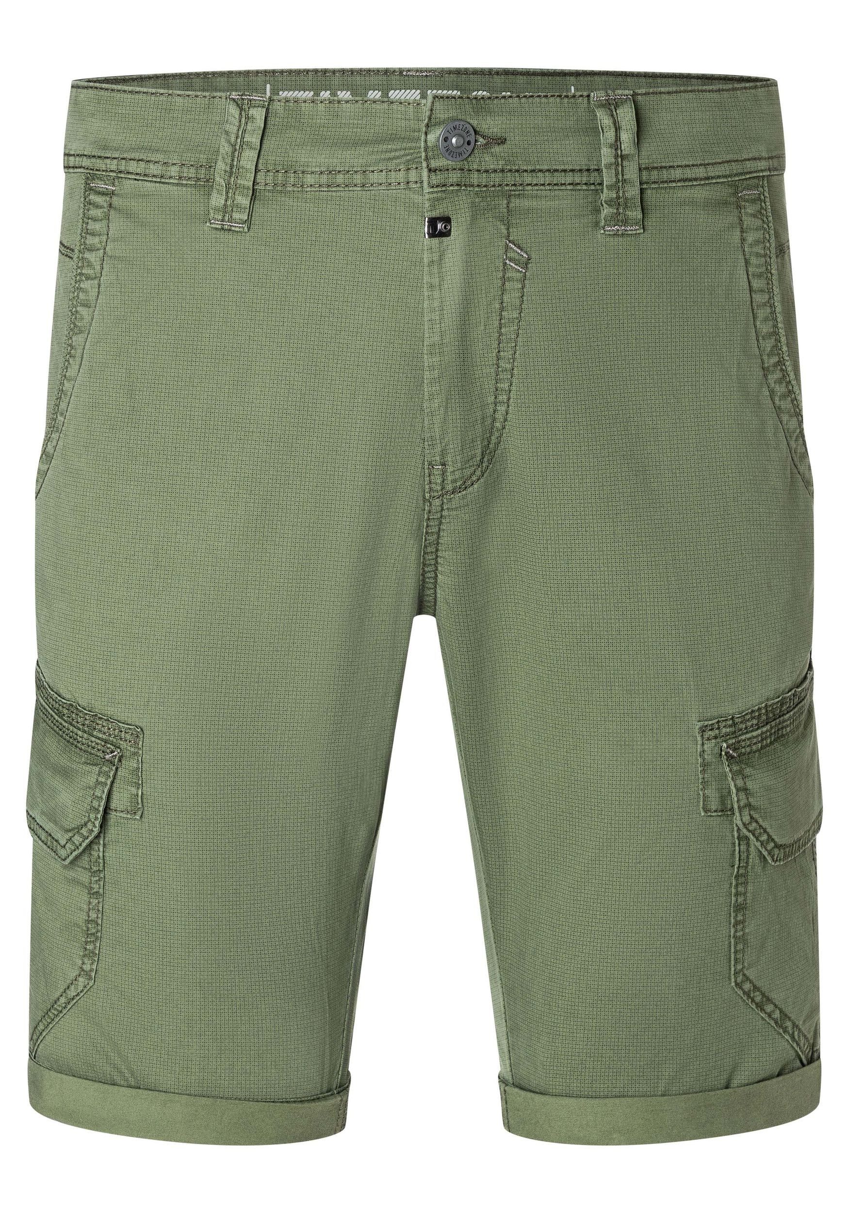 TIMEZONE Cargoshorts Cargo-Bermudas mit mit Taschen Einfarbig für Herren Baumwolle Regular Fit unifarben atmungsaktiv Reißverschluss