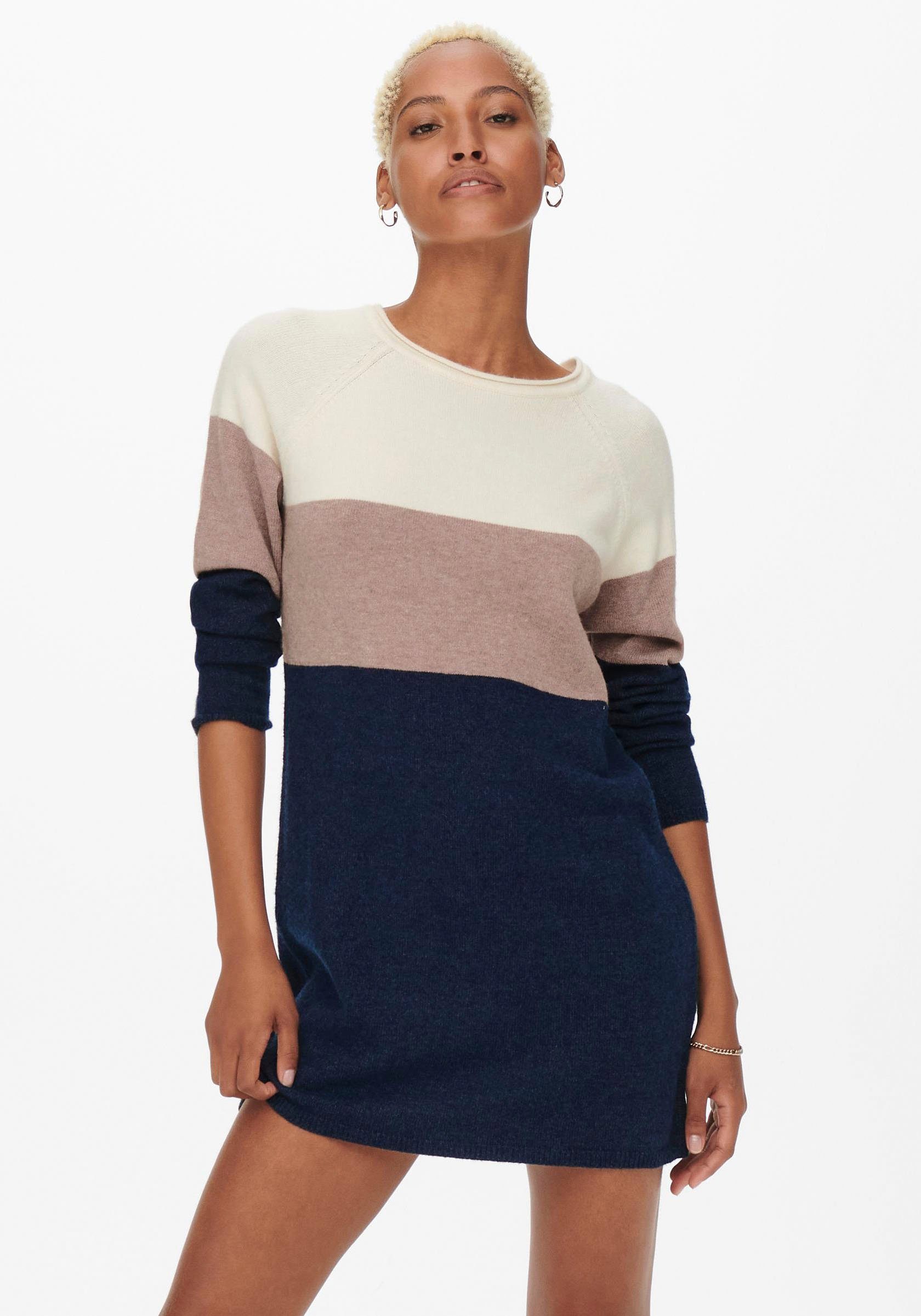 Only Strickkleid »ONLLILLO L/S DRESS« im Colorblocking-Dessin in melierter  Optik online kaufen | OTTO