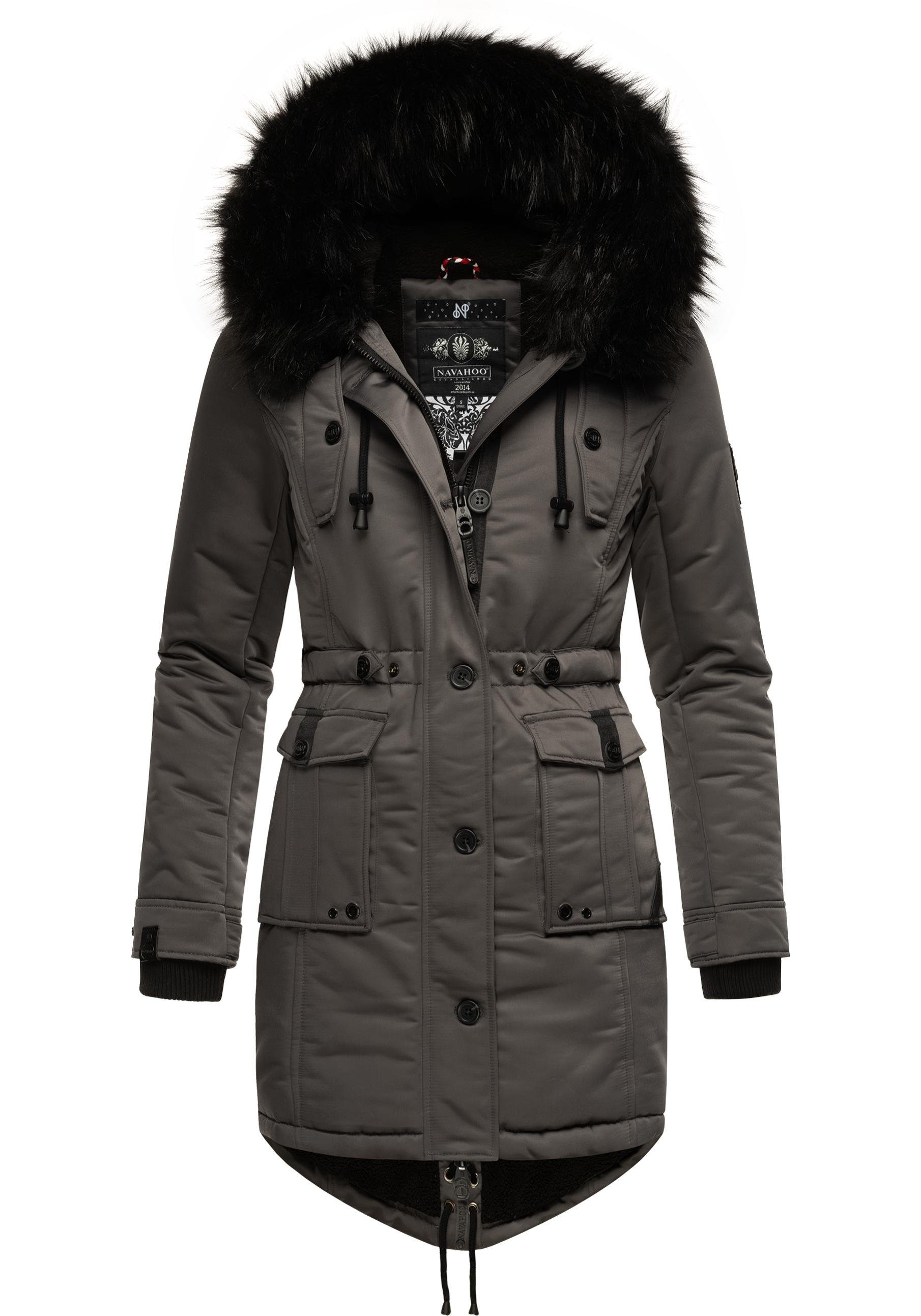 Navahoo Wintermantel Luluna Prc edler Parka mit großer Kunstfellkapuze günstig online kaufen