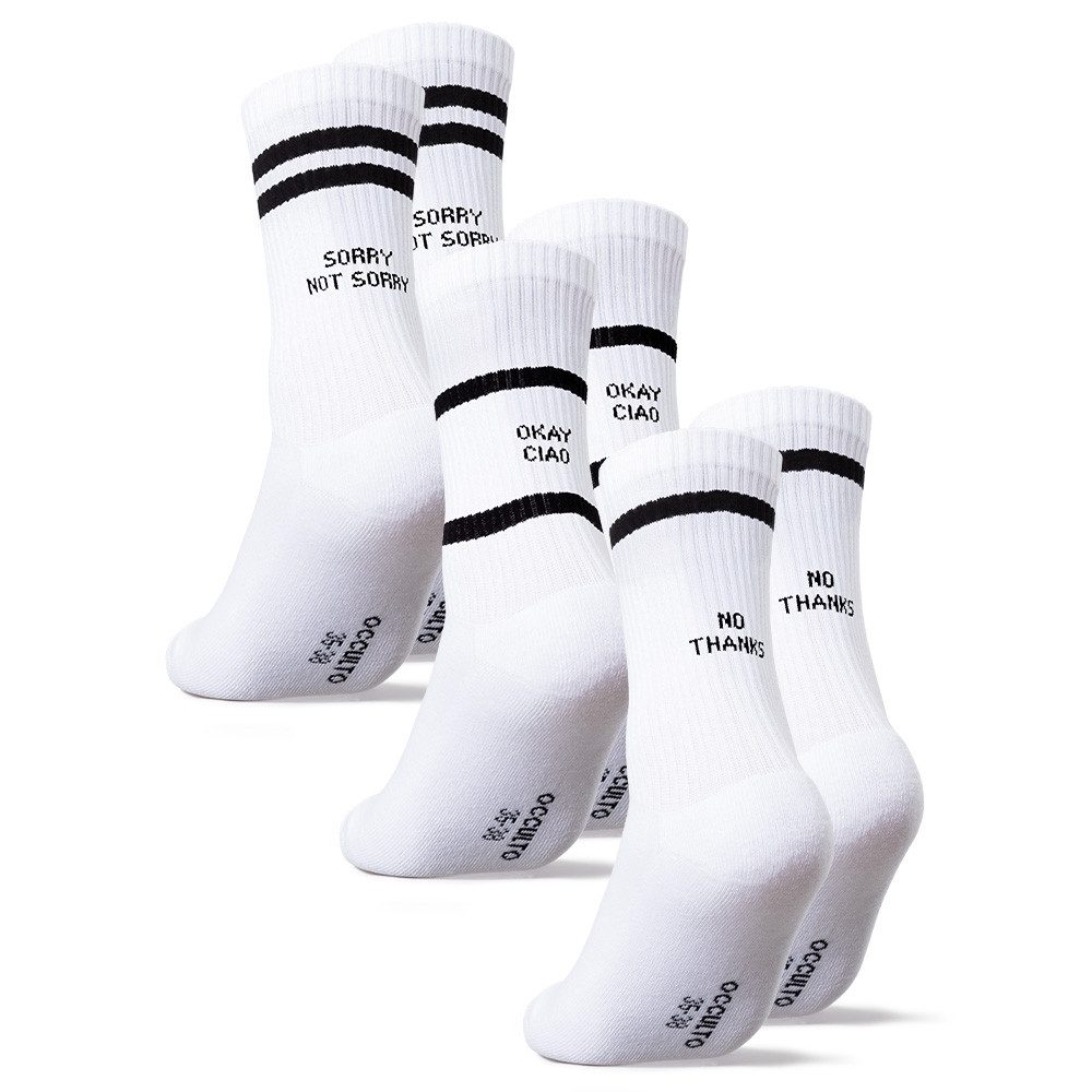 OCCULTO Tennissocken Damen & Herren Statement Tennis Socken 3er Pack (Modell: Leo) (3-Paar)