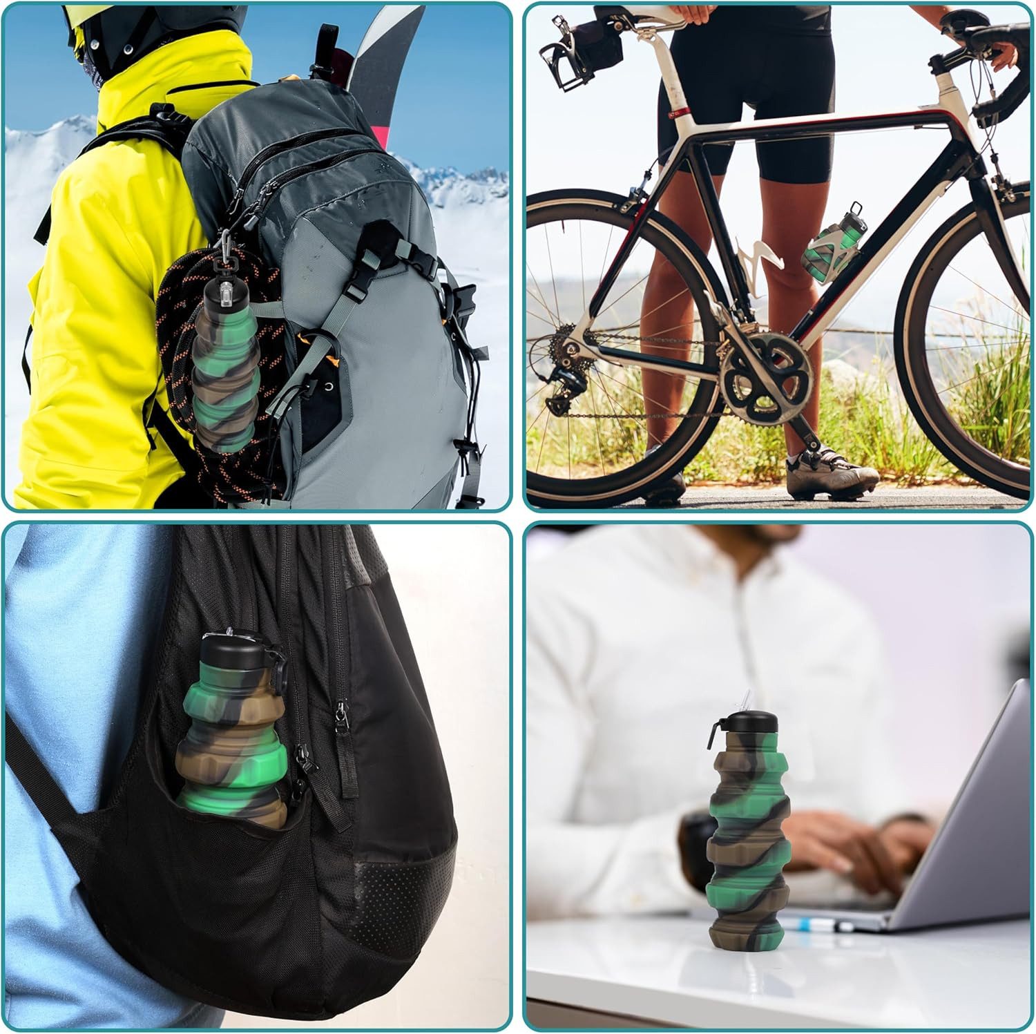 Belle Vous Trinkflasche BELLE VOUS Faltbare Wasserflasche - Faltbare Trinkflasche aus Silikon