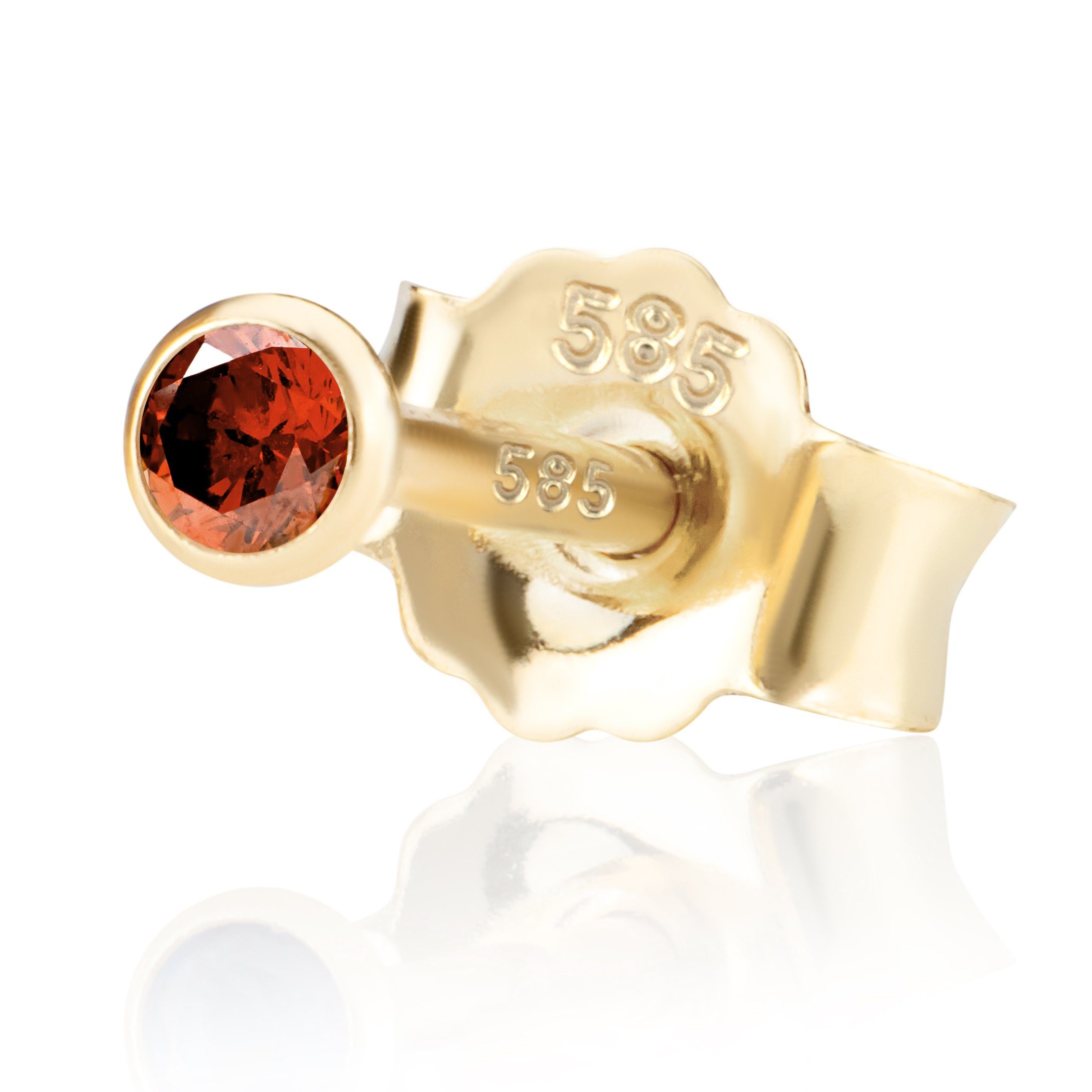 Single-Ohrstecker Einzel 2,0mm 585 Gelb Gold 14 Karat Ohrstecker Zir