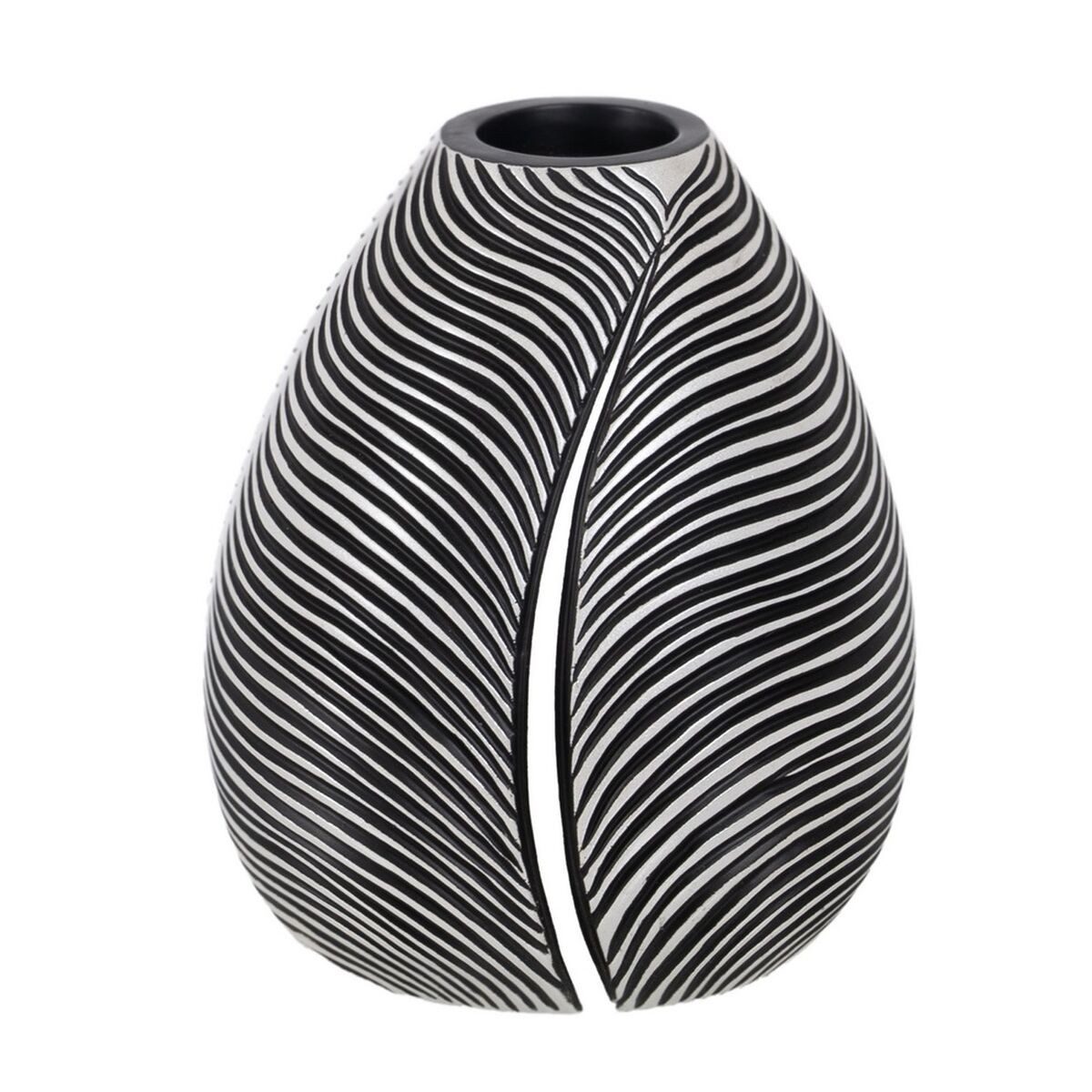 Bigbuy Dekovase Vase Weiß Schwarz Polyesterharz 17,5 x 17,5 x 20,5 cm