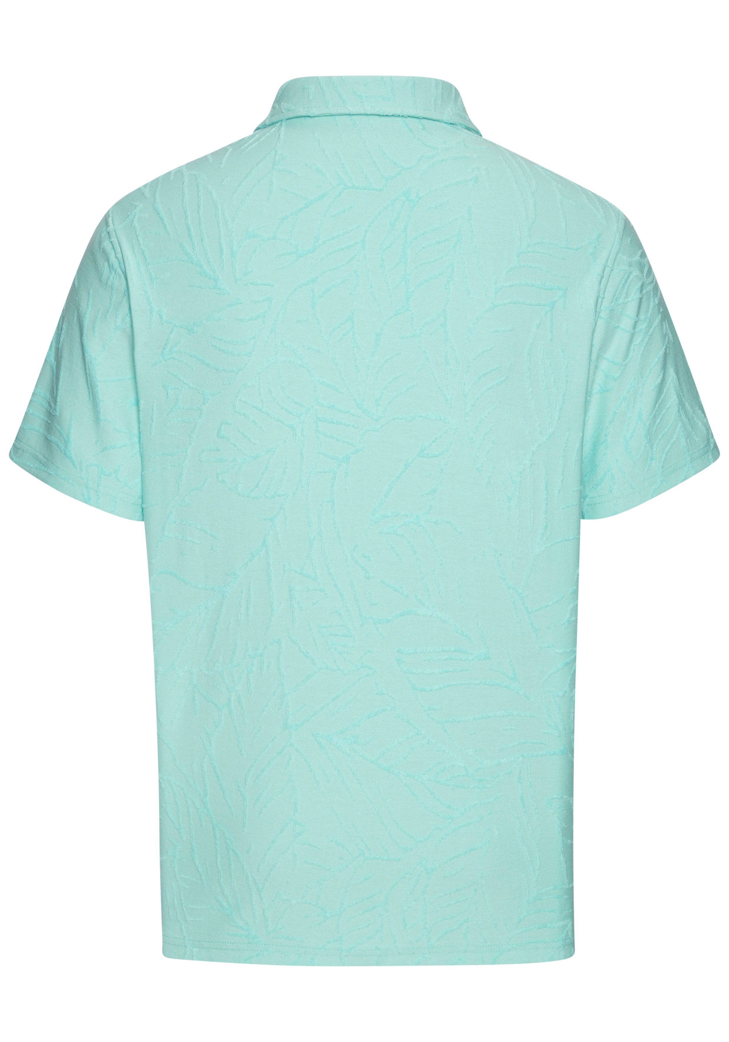 Beachtime Poloshirt, sommerliches T-Shirt mit modischen Blätter-Design neue Strukturqualität im Blätter-Design