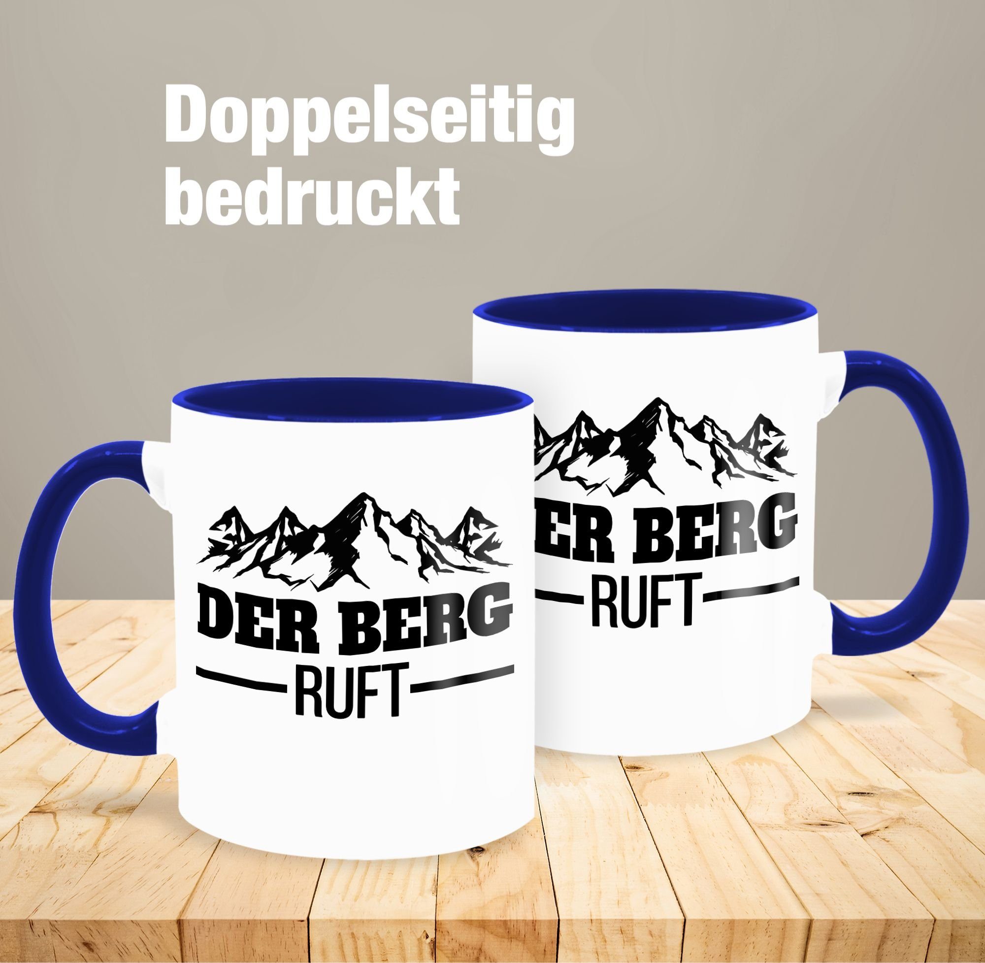 Statement Dunkelblau Sprüche Der ruft Tasse Keramik, Berg schwarz, 2 Shirtracer -