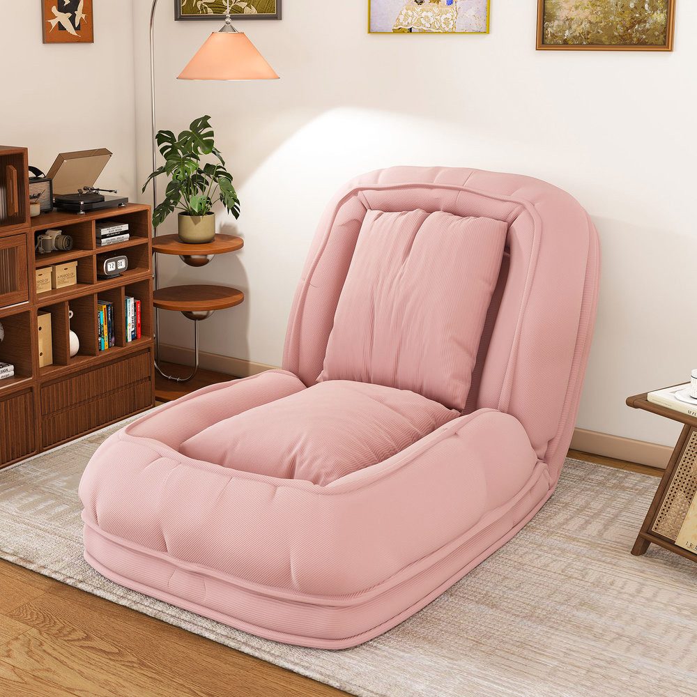 Odikalo Loungesessel Klappbares Sofa Bett, 5-fach Verstellbar (90°-180) mit 2 Kissen (schlafcouch für Erwachsene & Haustiere, Platzsparende Multifunktions-Liege für Wohnzimmer, Schlafzimmer & Leseecke)