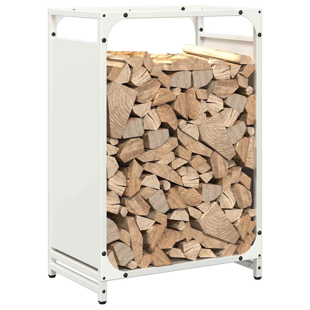 vidaXL Kaminholzregal 44 x 28 x 65 cm Brennholzregal Weiß 44x28x65 cm Kaltgewalzter Stahl, BxTxH:44x28x65 cm