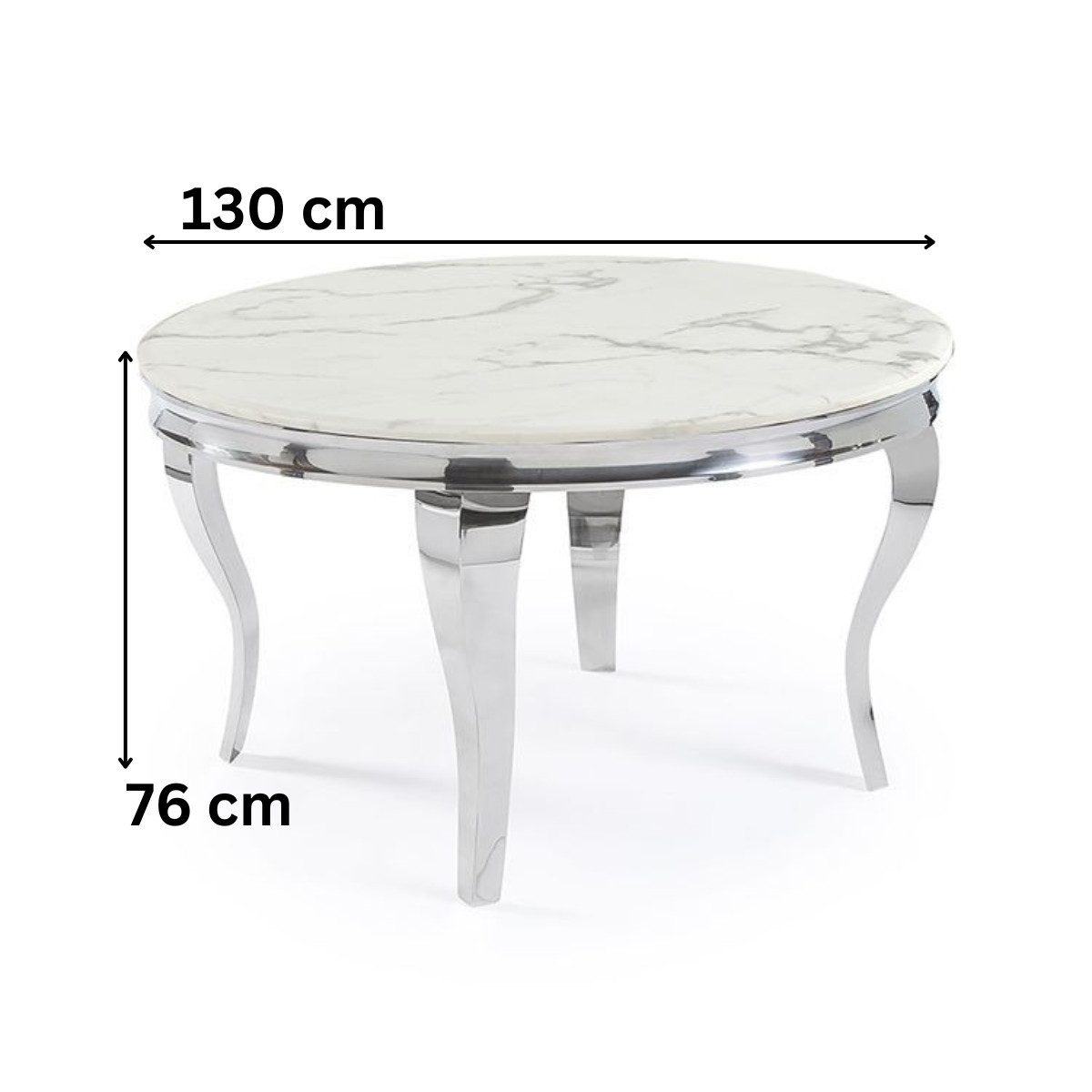 alesvelt Couchtisch Milano Rund 100 cm Edelstahlbeine Glas/Marmorplatte (1x Couchtisch), 100 cm