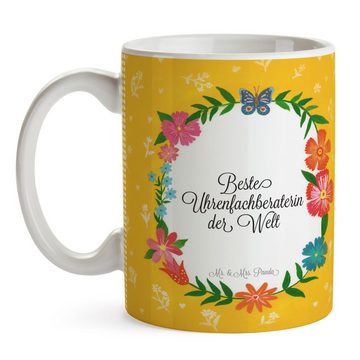 Mr. & Mrs. Panda Tasse Uhrenfachberaterin - Geschenk, Tasse Motive, Keramiktasse, Büro Tasse, Keramik
