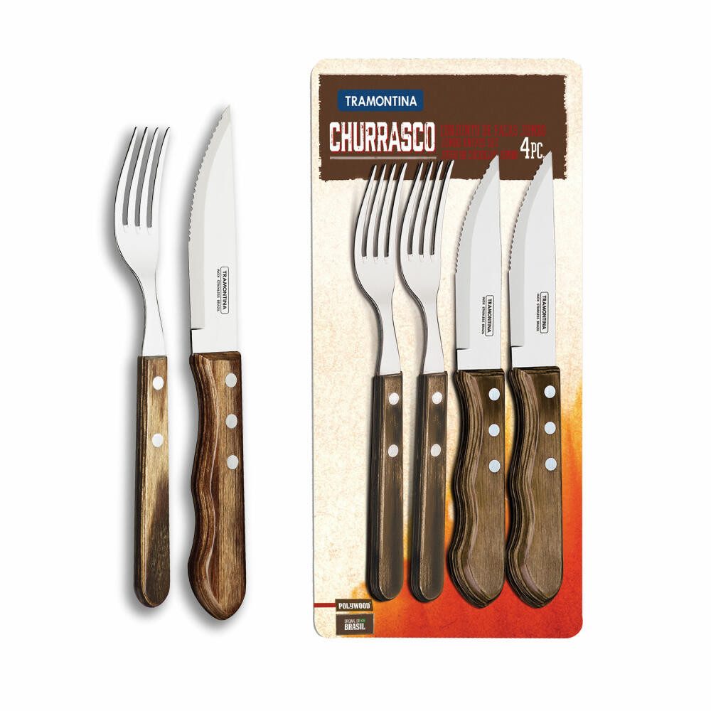 Tramontina Steakbesteck JUMBO 4-tlg. Braun, Edelstahl