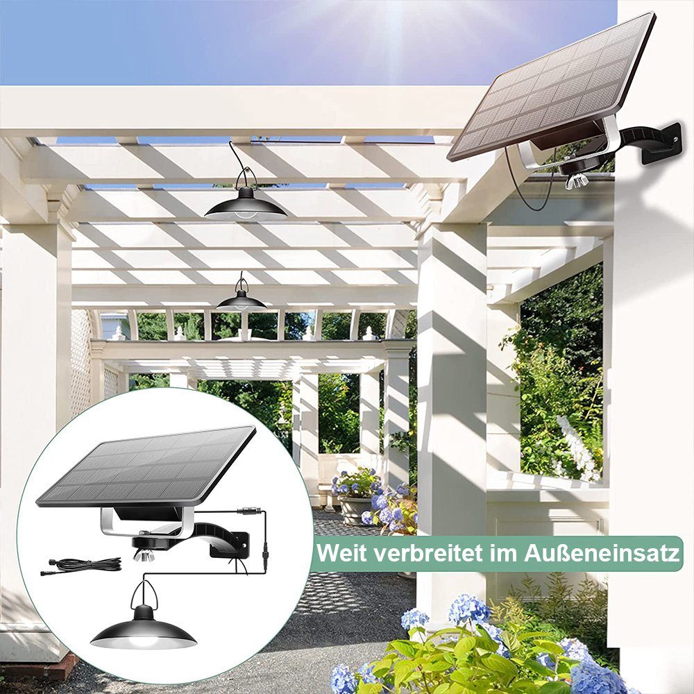 Rosnek Außen-Deckenleuchte 1/2/3/4 Shop LED-Schuppen-Leuchten Solar-Pendelleuchten, 1 Weiß Veranda, mit wasserdicht, für Lampe, Garage Kopf, 1 Solarmodul Hof IP65