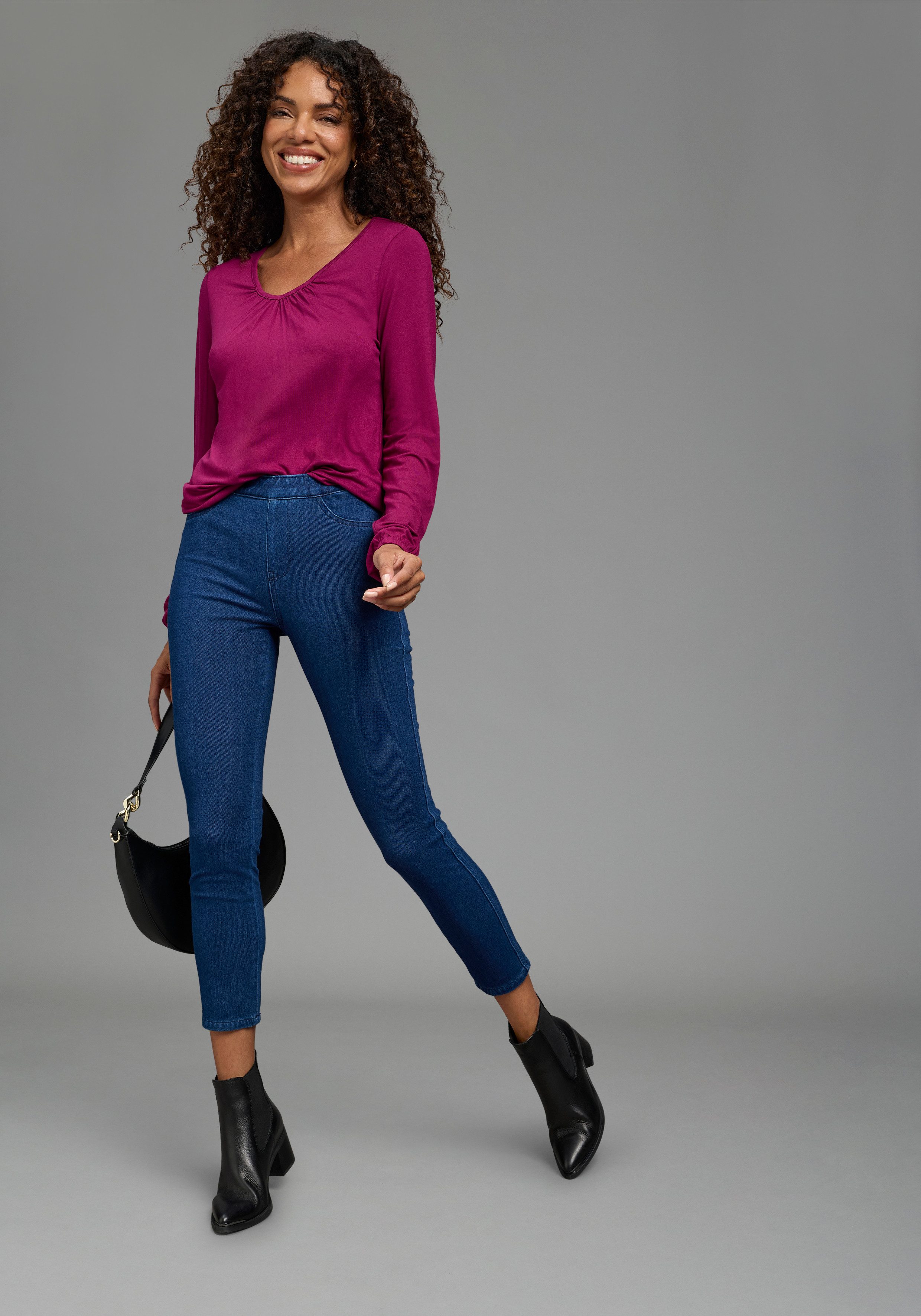 Arizona Jeansjeggings im 4 Way Stretch, Quer- und Längselastisch, 7/8 extra-enger Skinny-Fit, normale Leibhöhe, 7/8-Länge – Bild 4 von 5
