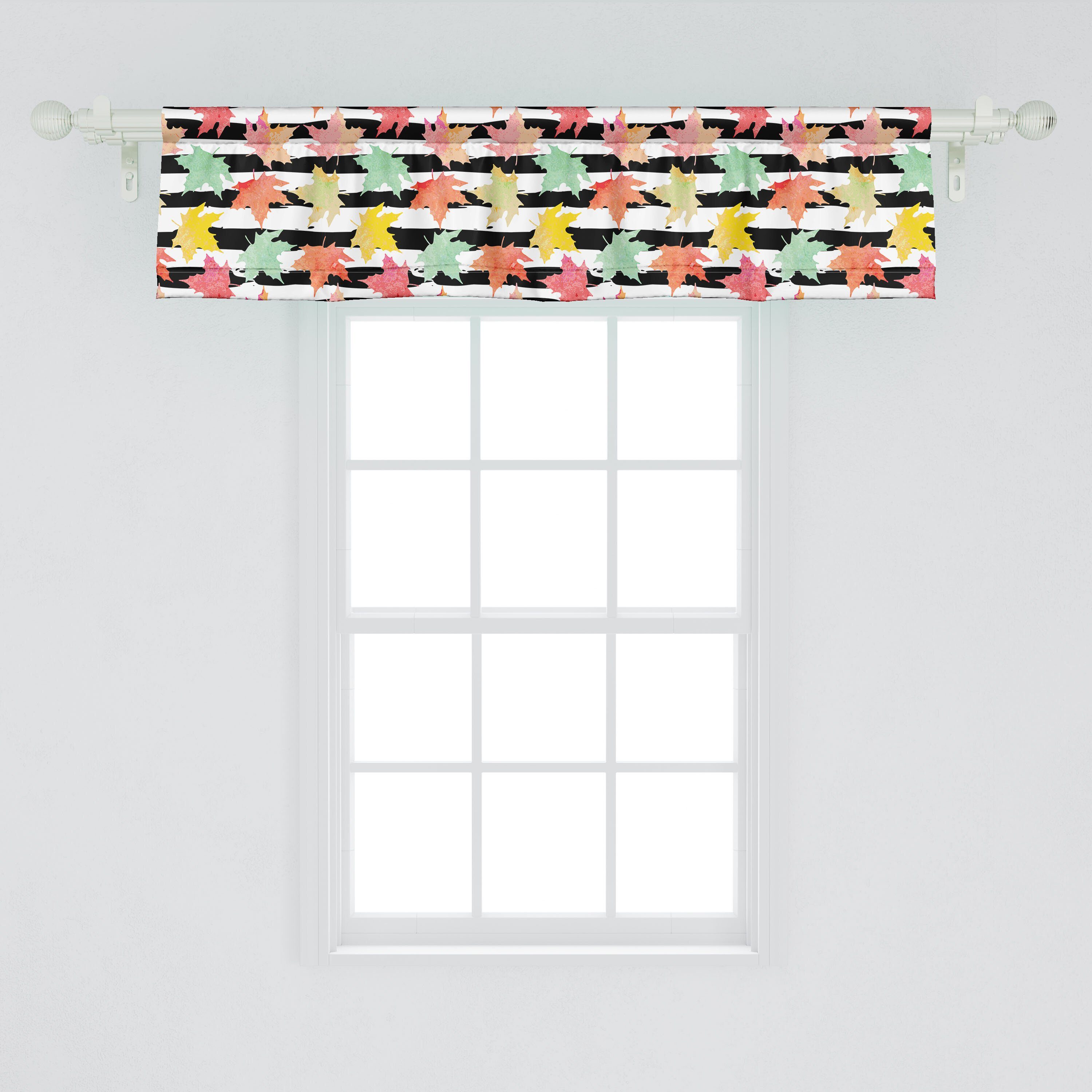 Scheibengardine Volant Schlafzimmer Maple für Küche Microfaser, Abakuhaus, Multicolor Vorhang Stangentasche, Herbst Stripes Dekor mit