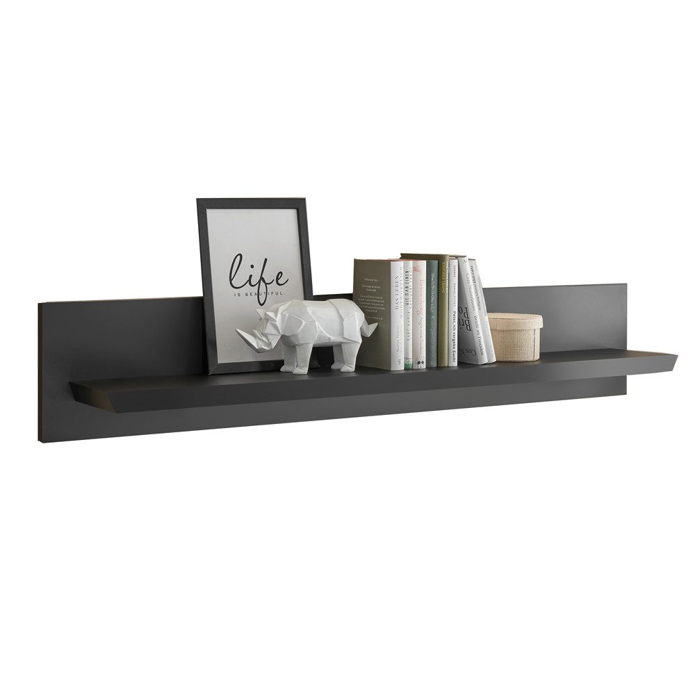 Lomadox Wandregal LORETA-61, 140 cm breit in schwarz matt