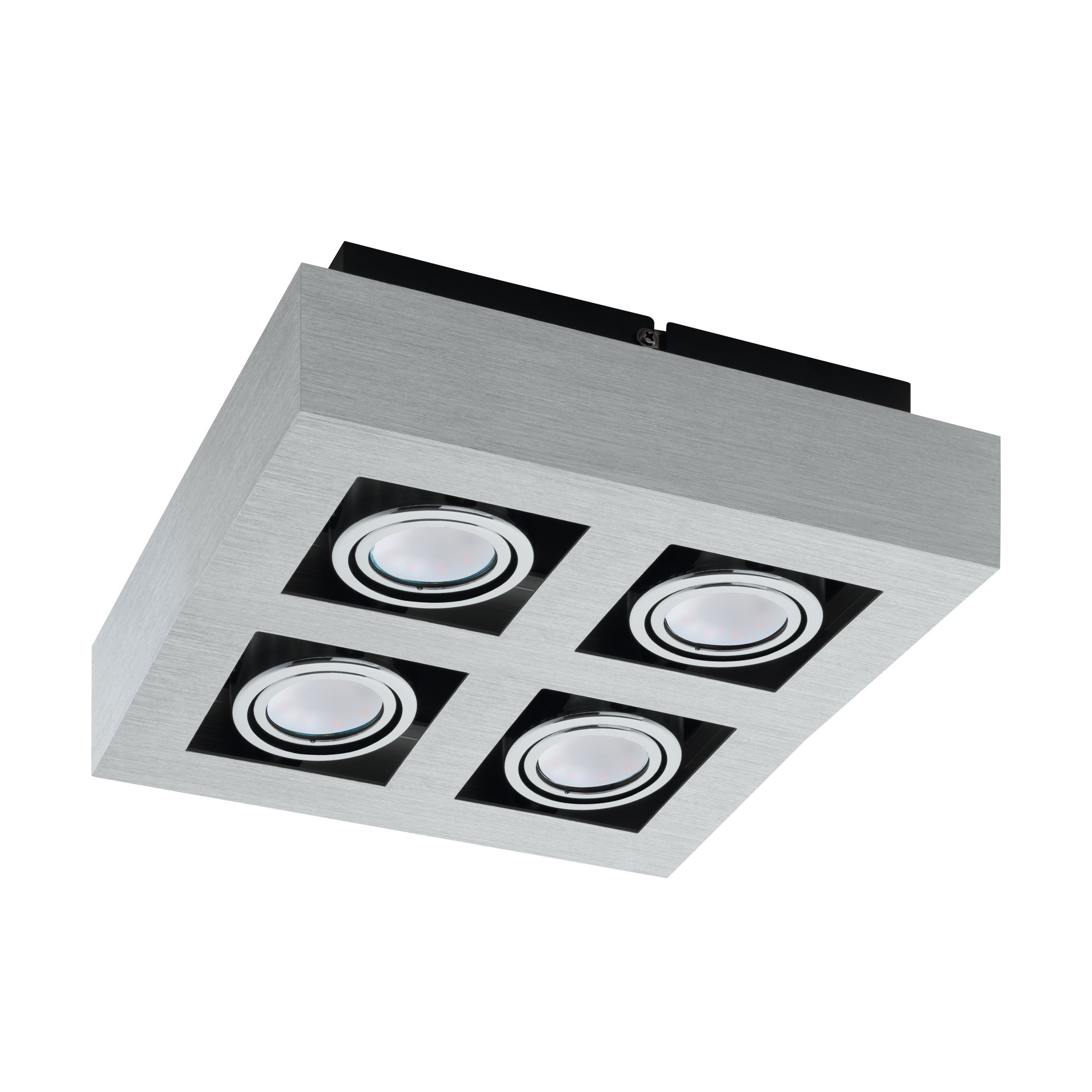 EGLO Aufbauleuchte Loke 1, Leuchtmittel inklusive, Deckenlampe inkl. 4 x GU10 Leuchtmittel, schwenkbar, Lampe, 25cm