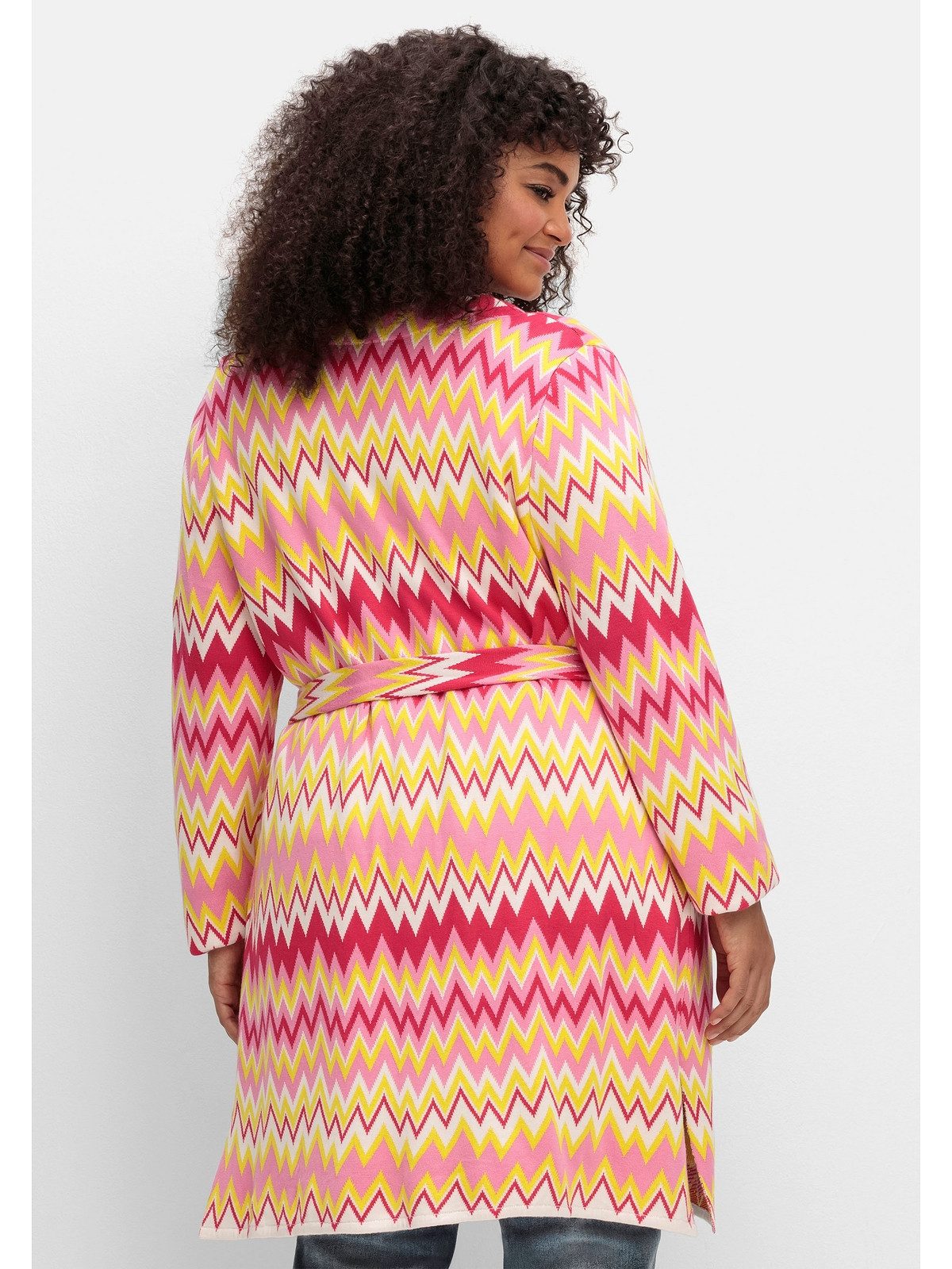 sheego by Joe Browns Longstrickjacke Große Größen im Zickzack-Jacquardmuster