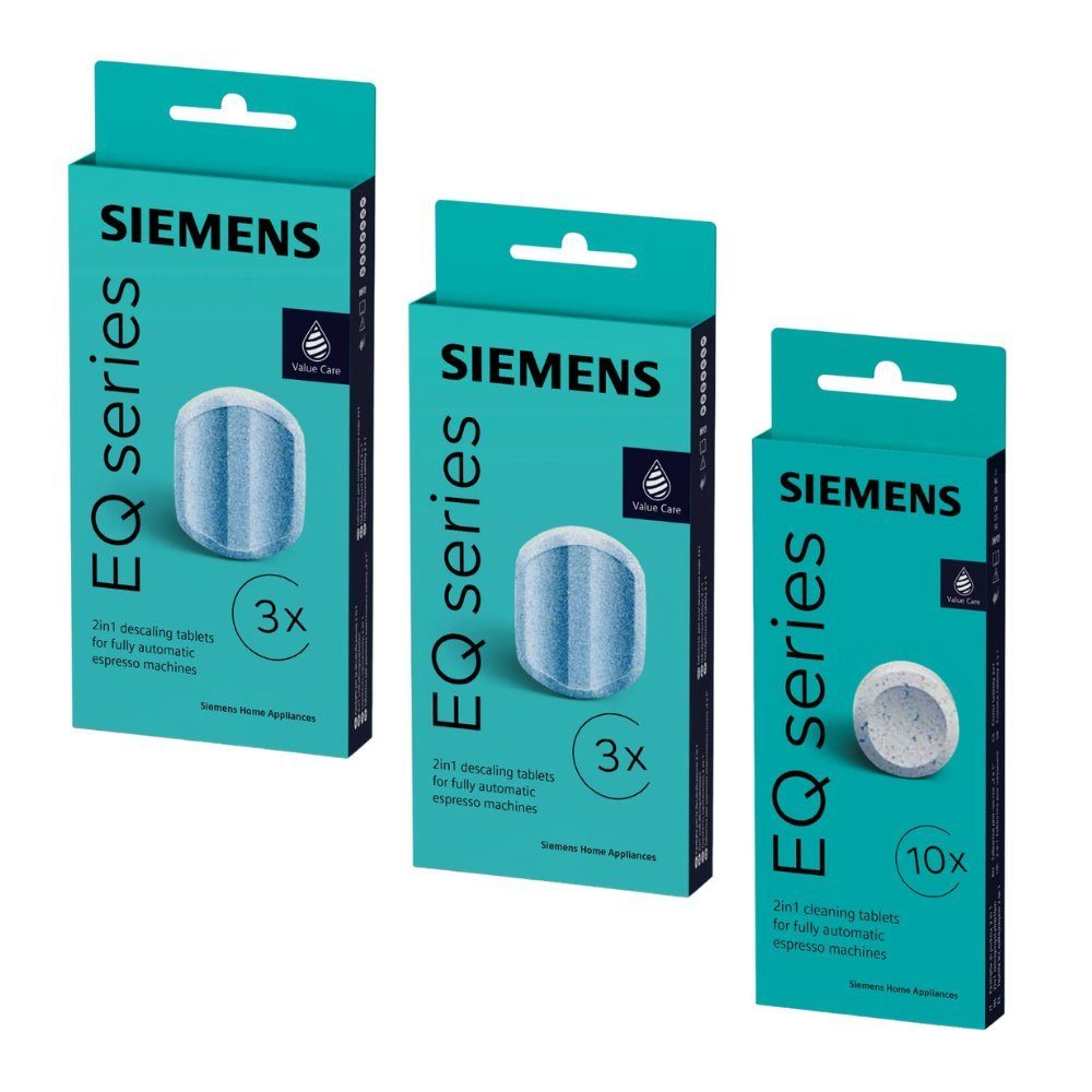 SIEMENS TZ80001 + TZ80002 Pflegeset (Spar-Set, [- Enthält 1× TZ80001A + 2× TZ80002A Kombi-Pflegeset für gründliche Reinigung & Entkalkung)