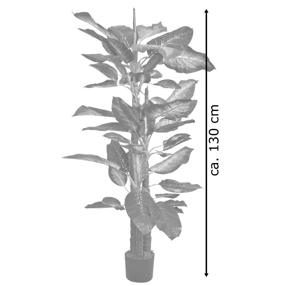 130cm Kunstpflanze Kunstbaum Kunstpflanze Pflanze Decovego Decovego, Dieffenbachie Künstliche