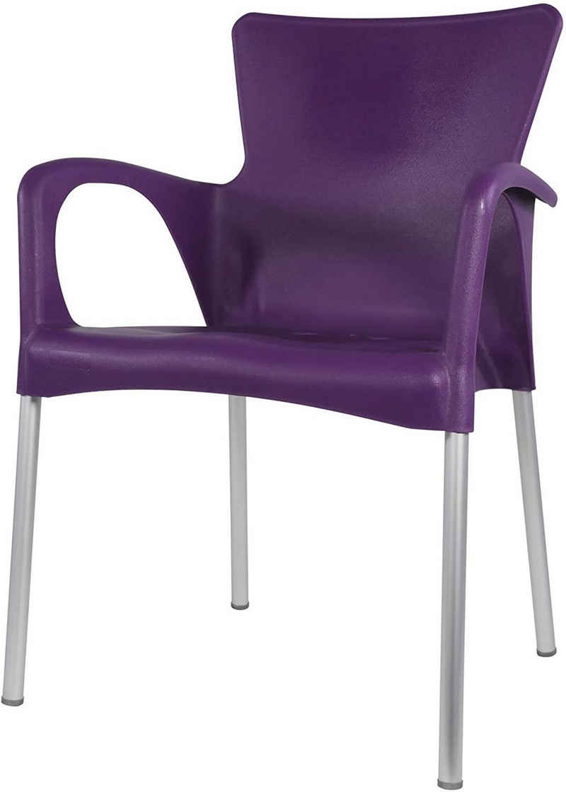 Lesli Living Stapelstuhl »Stuhl Stapelstuhl Gartenstuhl 4er Set violett Kunststoff stapelbar 85 cm«